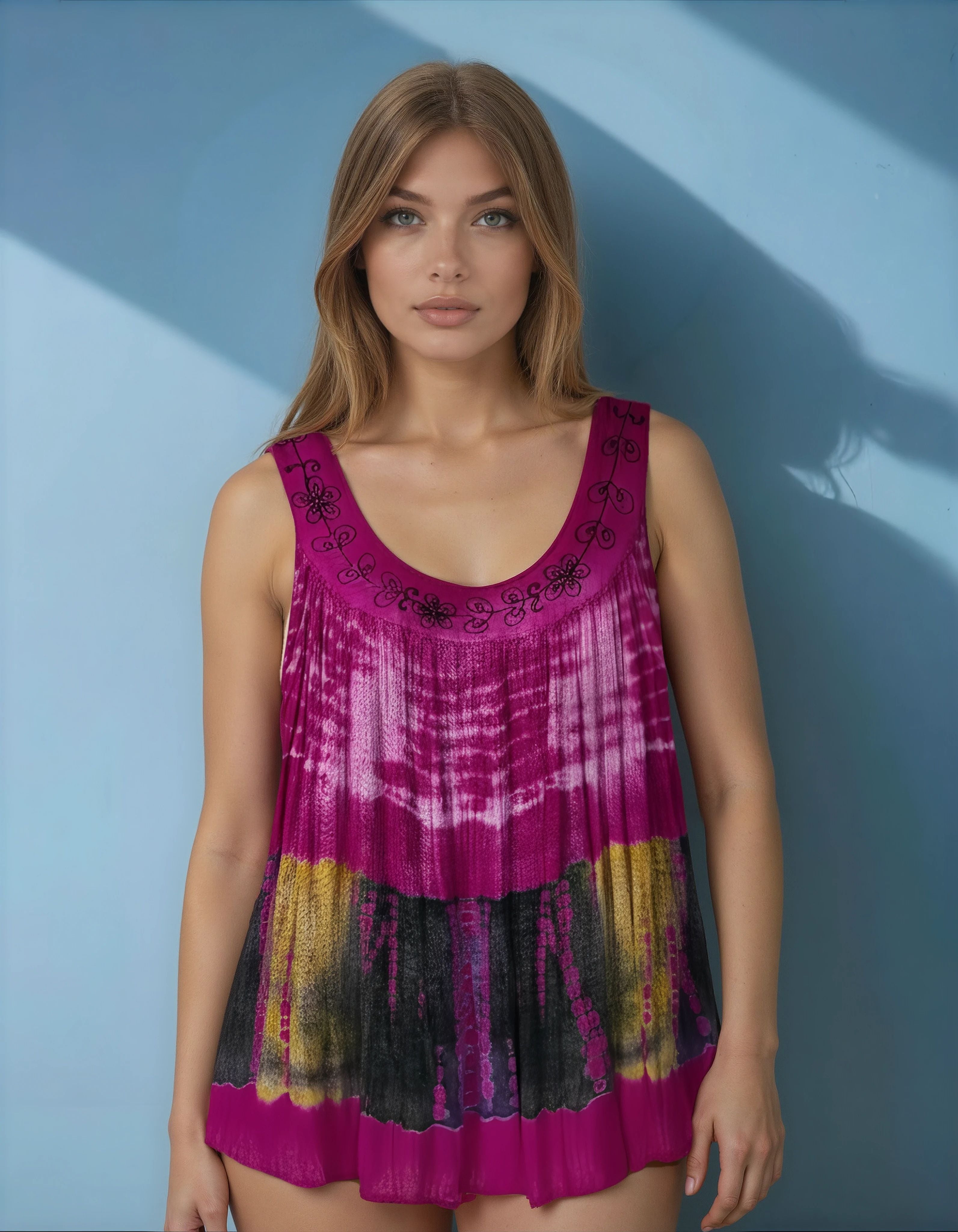 Unexpectedly You Fuchsia Eclipse Embroidered Tank Top