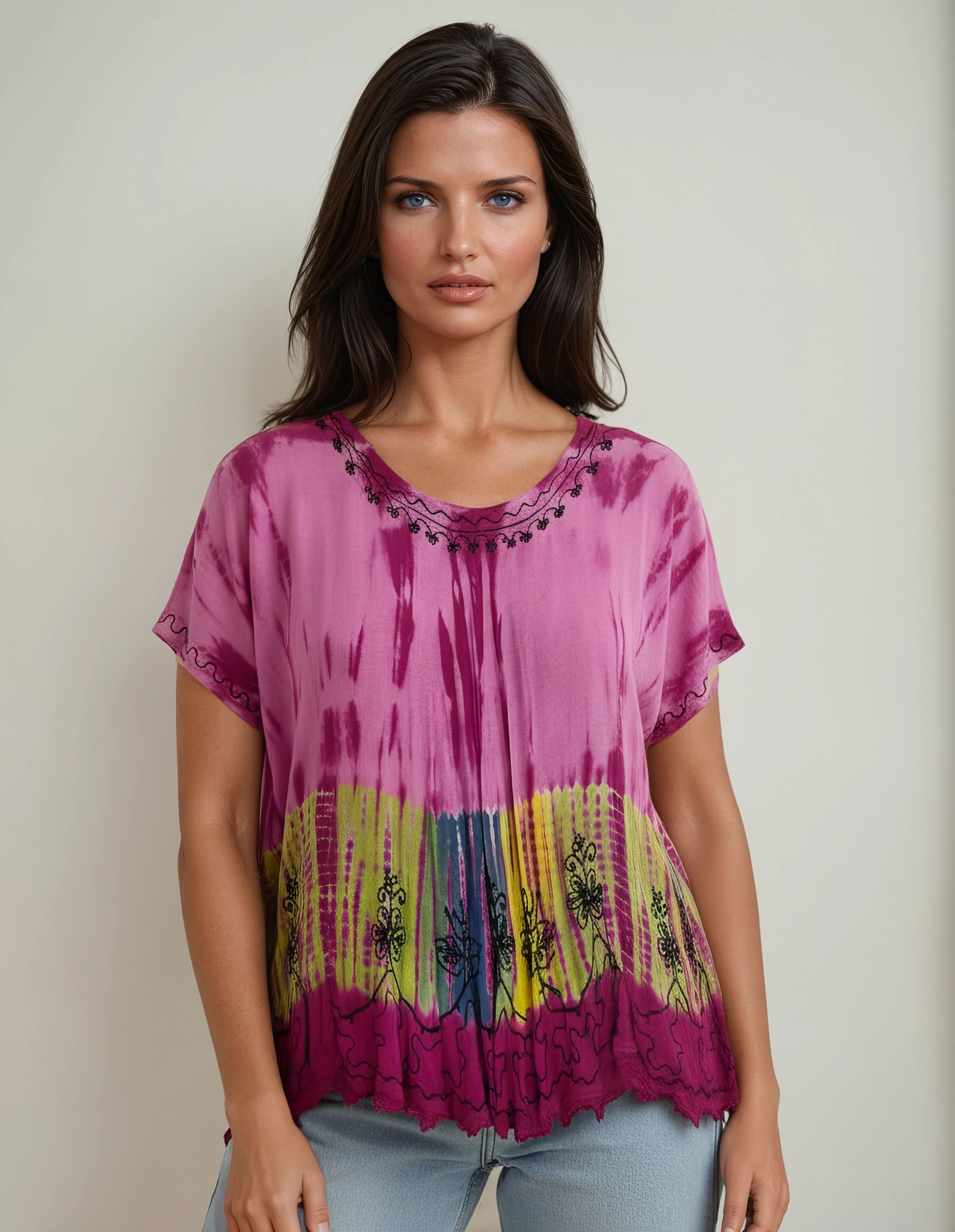 Unexpectedly You Orchid Bloom Hand-Dyed Boho Top