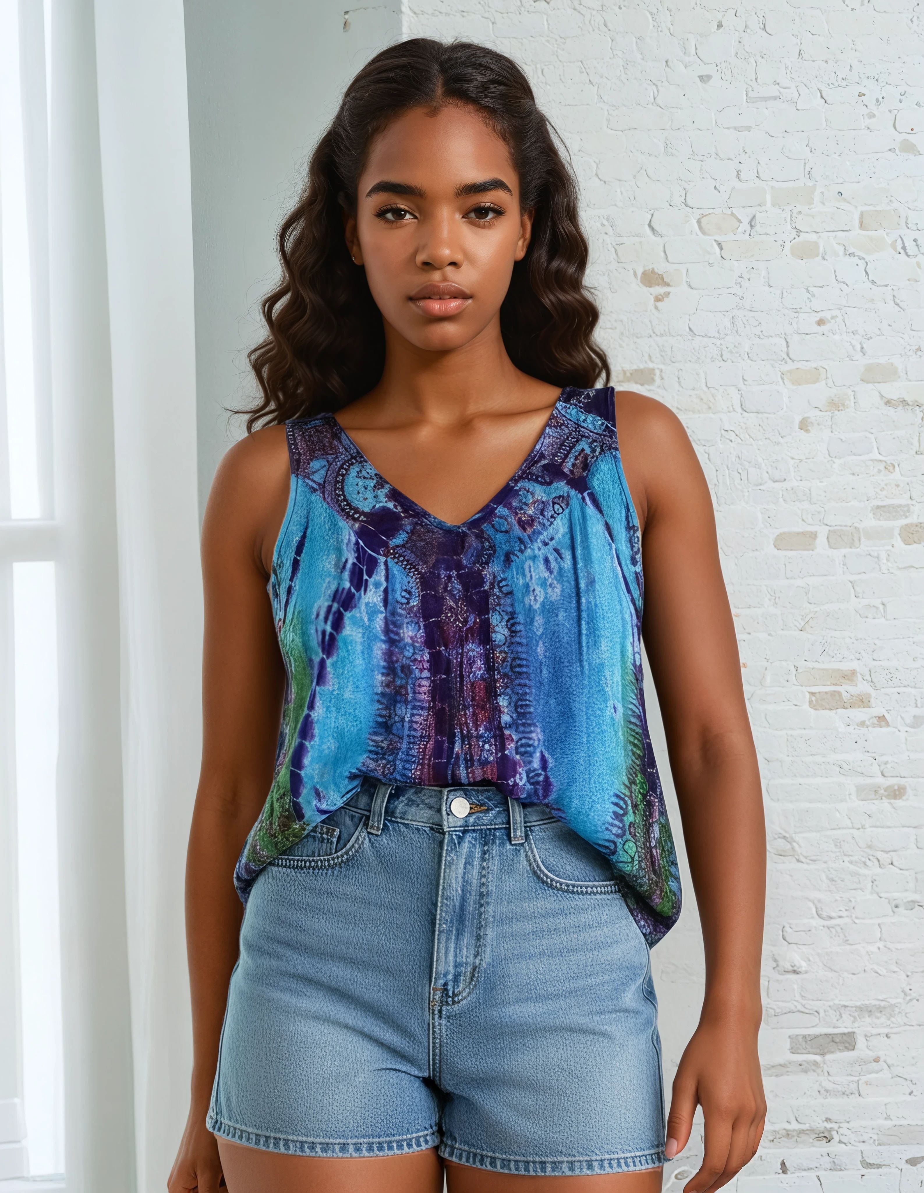 Unexpectedly You Blue Mirage Hand-Dyed Boho Tank Top