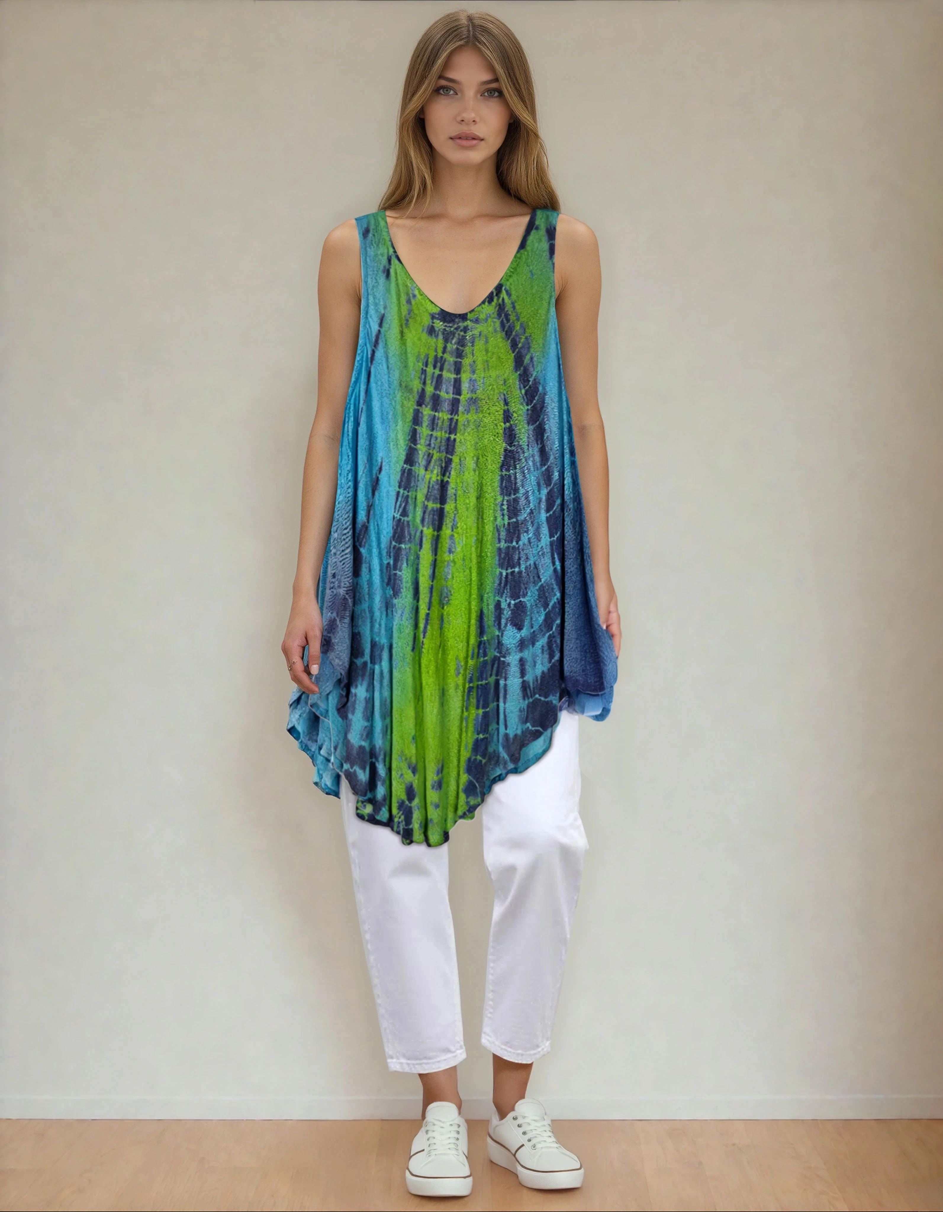 Unexpectedly You Ocean Breeze Hand-Dyed Flowy Tunic Top