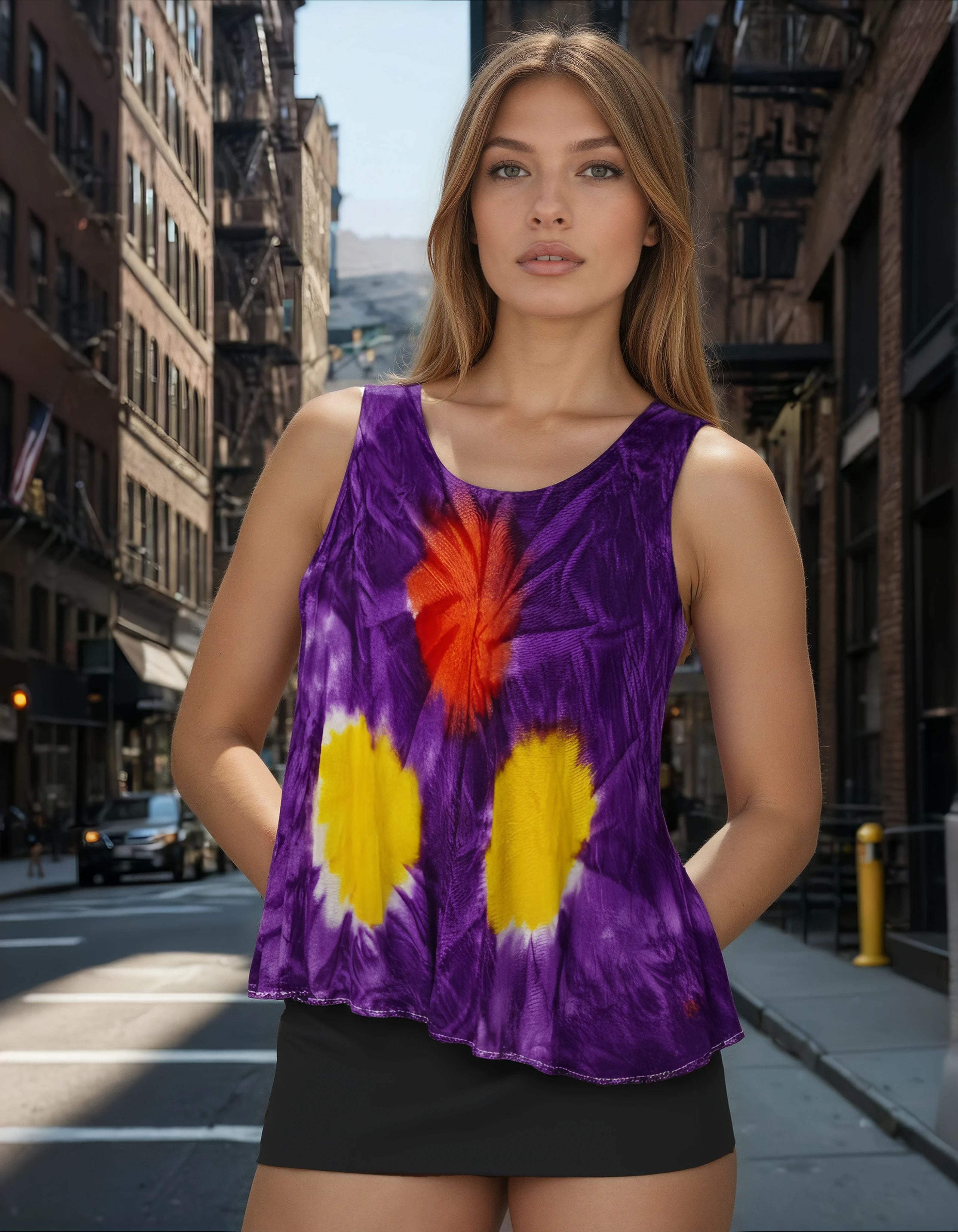 Unexpectedly You Purple Burst Hand-Dyed Sleeveless Top
