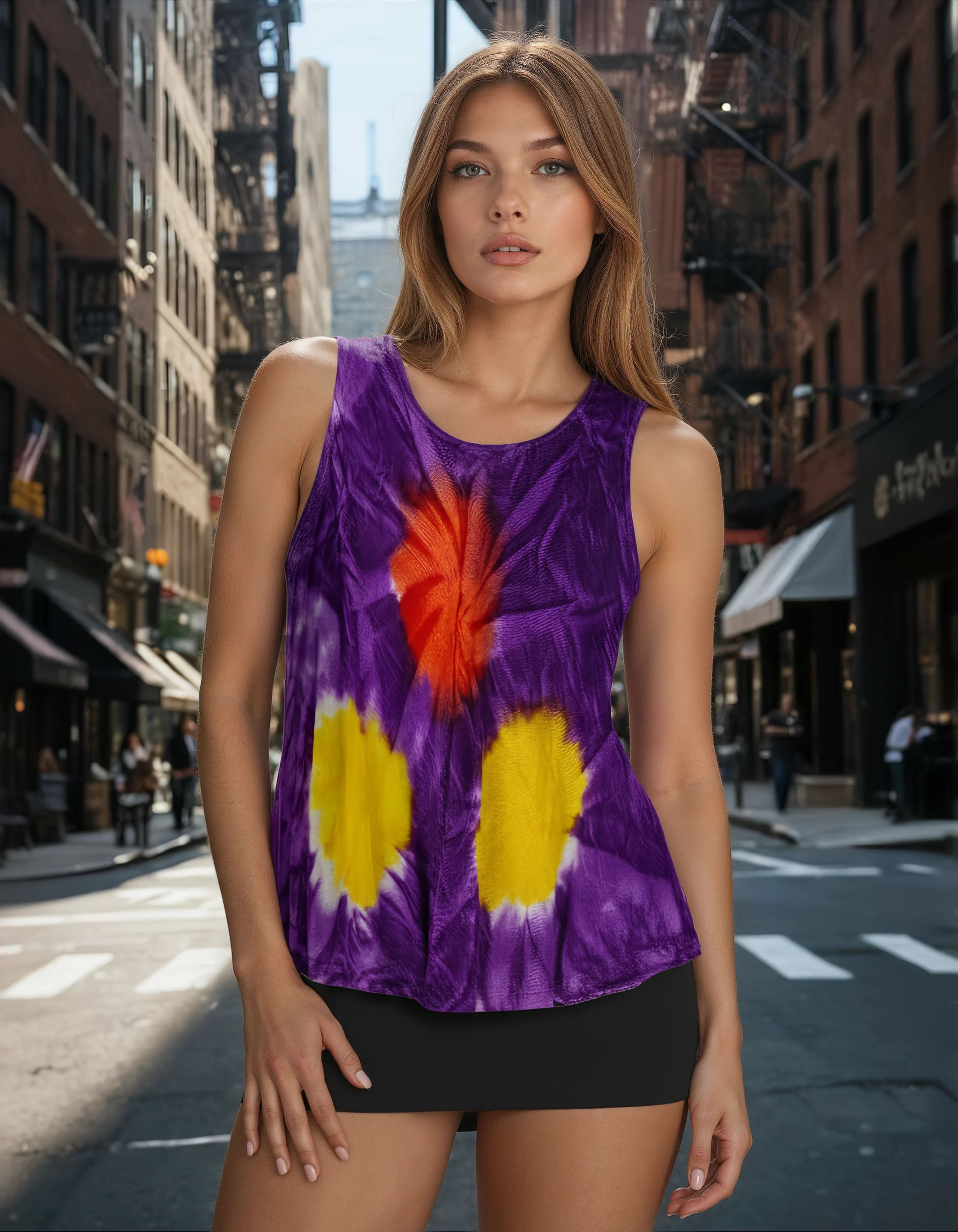 Unexpectedly You Purple Burst Hand-Dyed Sleeveless Top