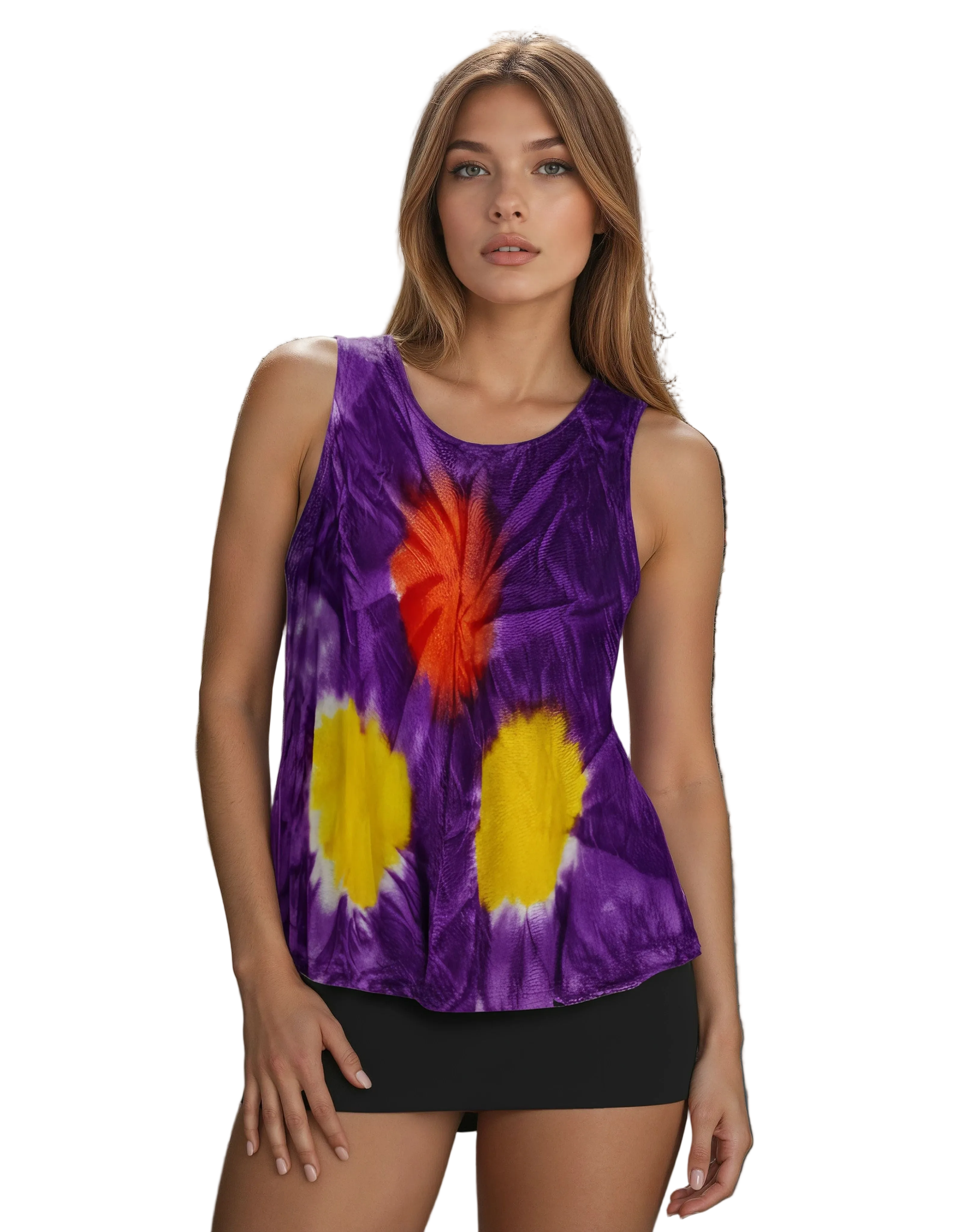 Unexpectedly You Purple Burst Hand-Dyed Sleeveless Top