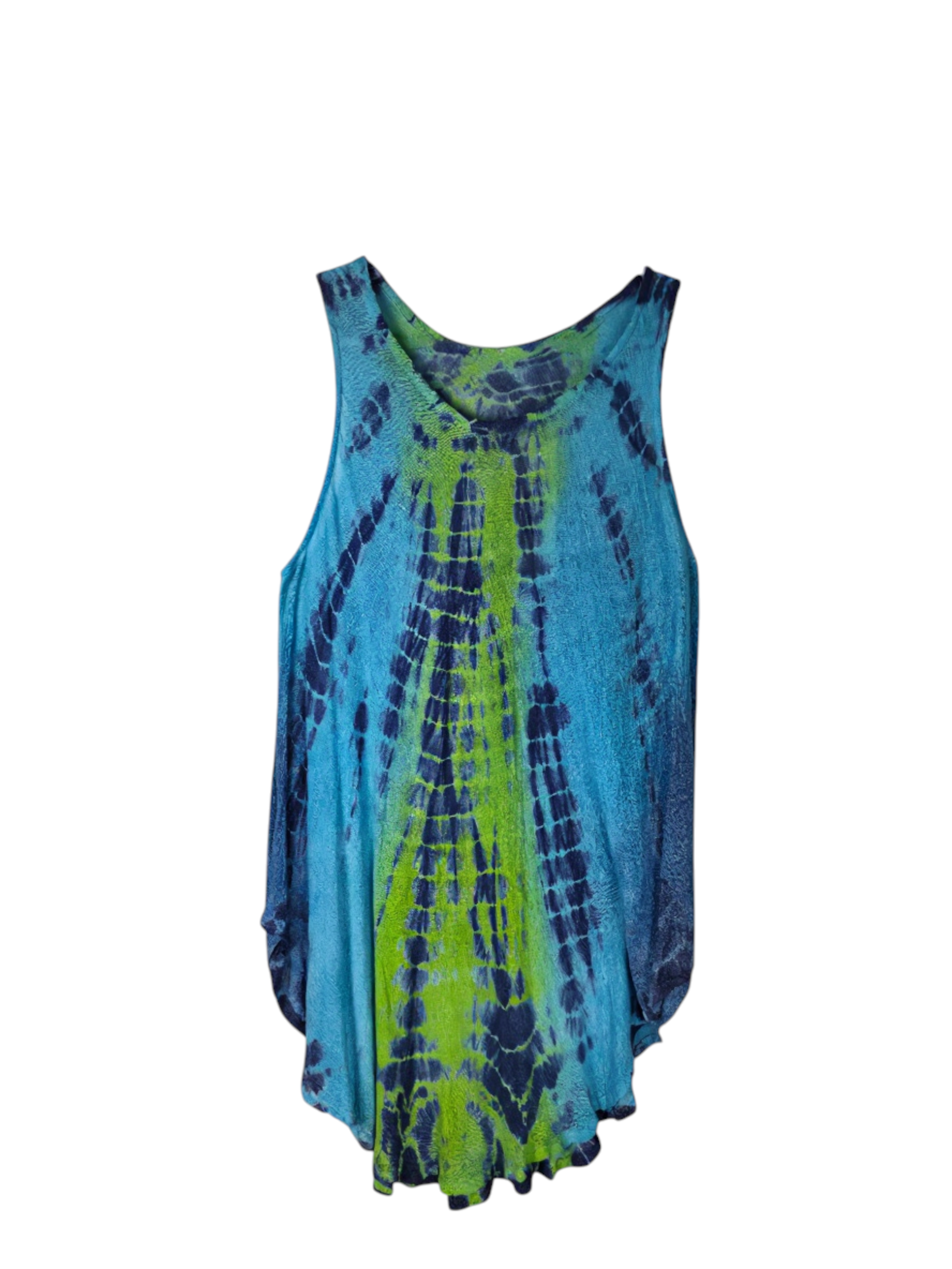Unexpectedly You Aqua Fern Hand-Dyed Flowy Tunic Top