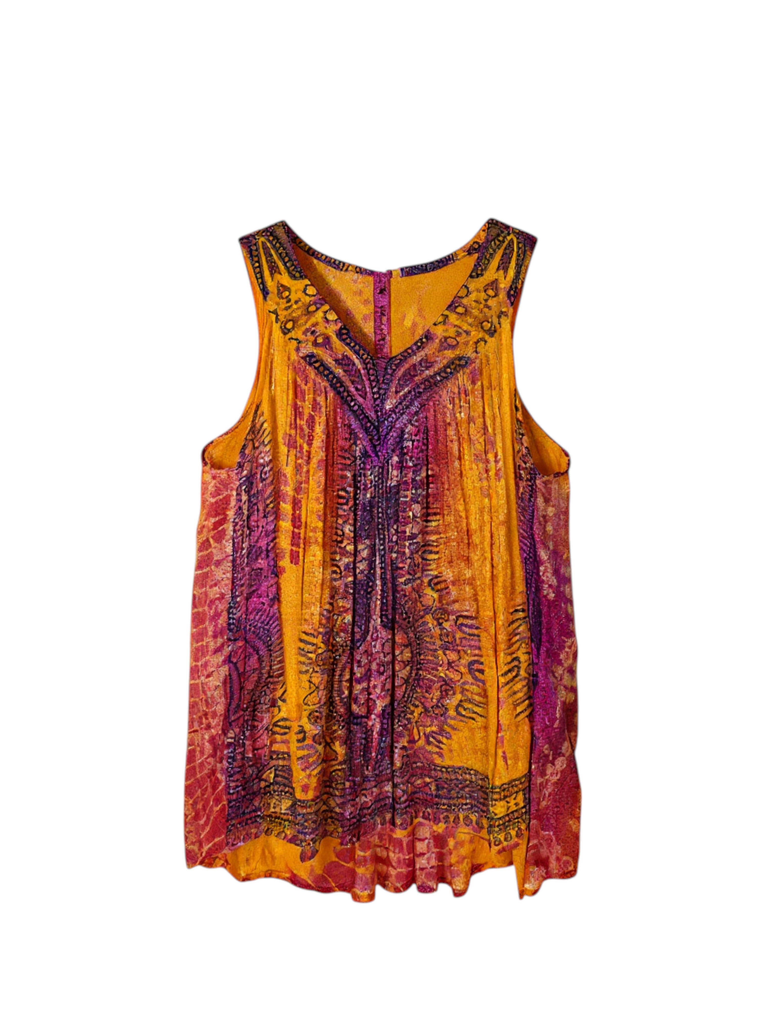 Unexpectedly You Sunset Mosaic Hand-Dyed Sleeveless Top