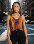 Unexpectedly You Sunset Mosaic Hand-Dyed Sleeveless Top