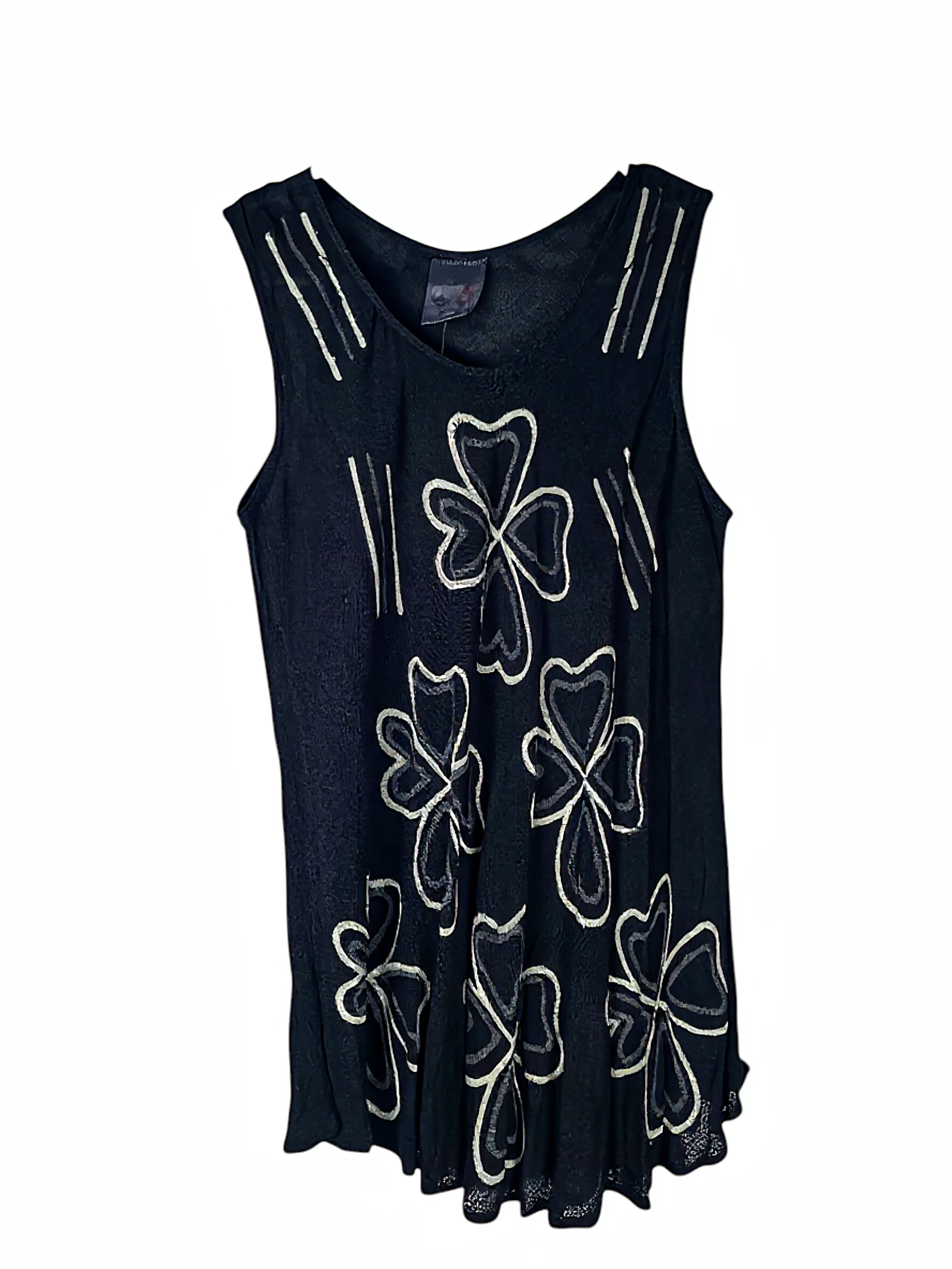 Unexpectedly You Midnight Clover Hand-Painted Sleeveless Top