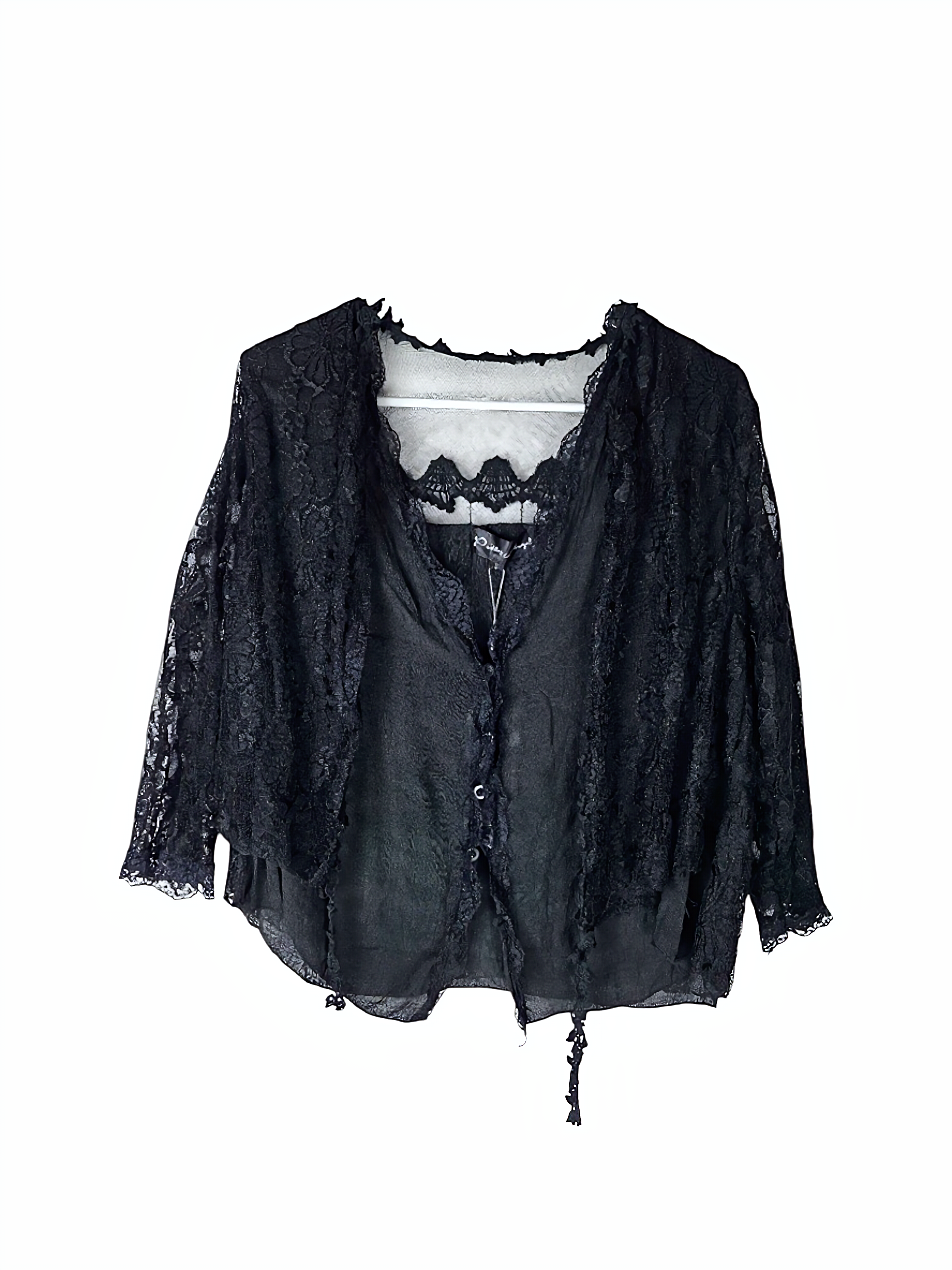 Unexpectedly You Midnight Lace Boho Layered Top