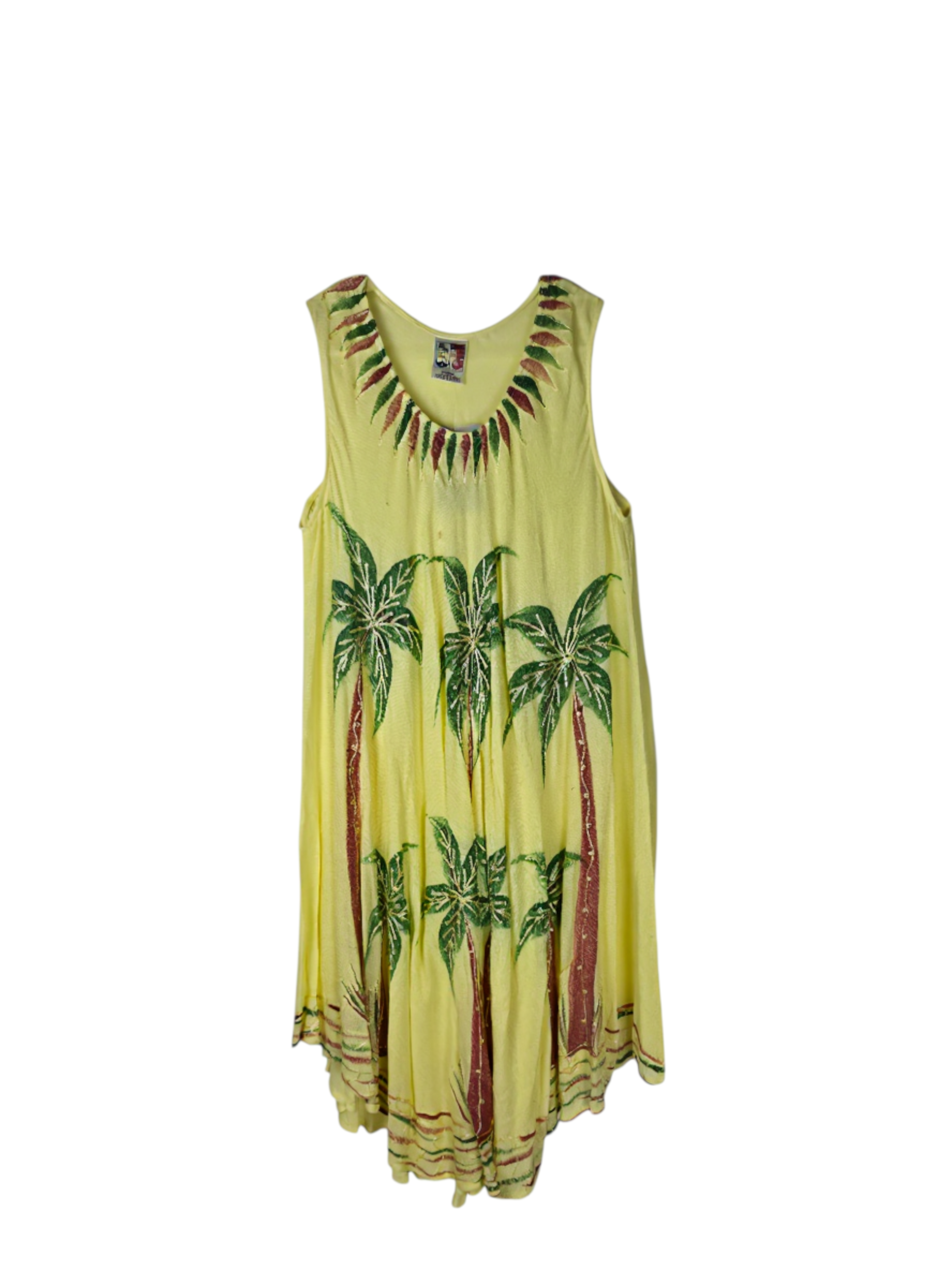 Unexpectedly You Tropical Palm Breeze Hand-Painted Flowy Tank Dress