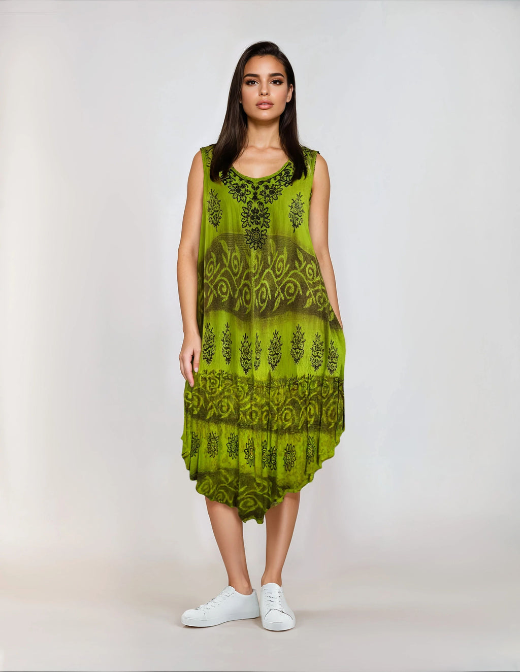 Unexpectedly You Olive Grove Hand-Dyed Sleeveless Midi Dress