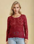 Unexpectedly You Crimson Crochet Boho Lace Top