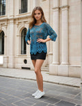 Unexpectedly You Teal Cascade Crochet Boho Top