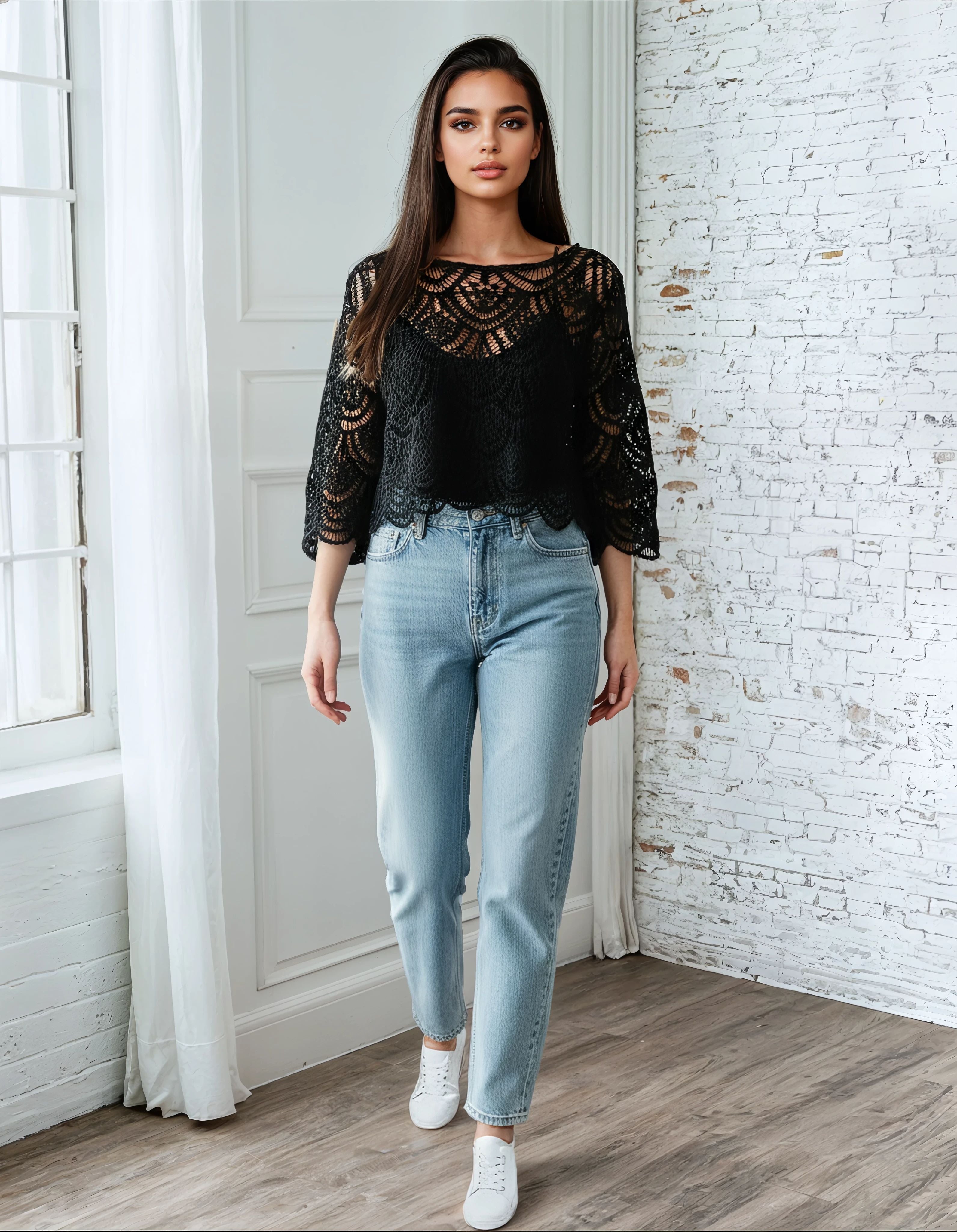 Unexpectedly You Midnight Petals Crochet Lace Top