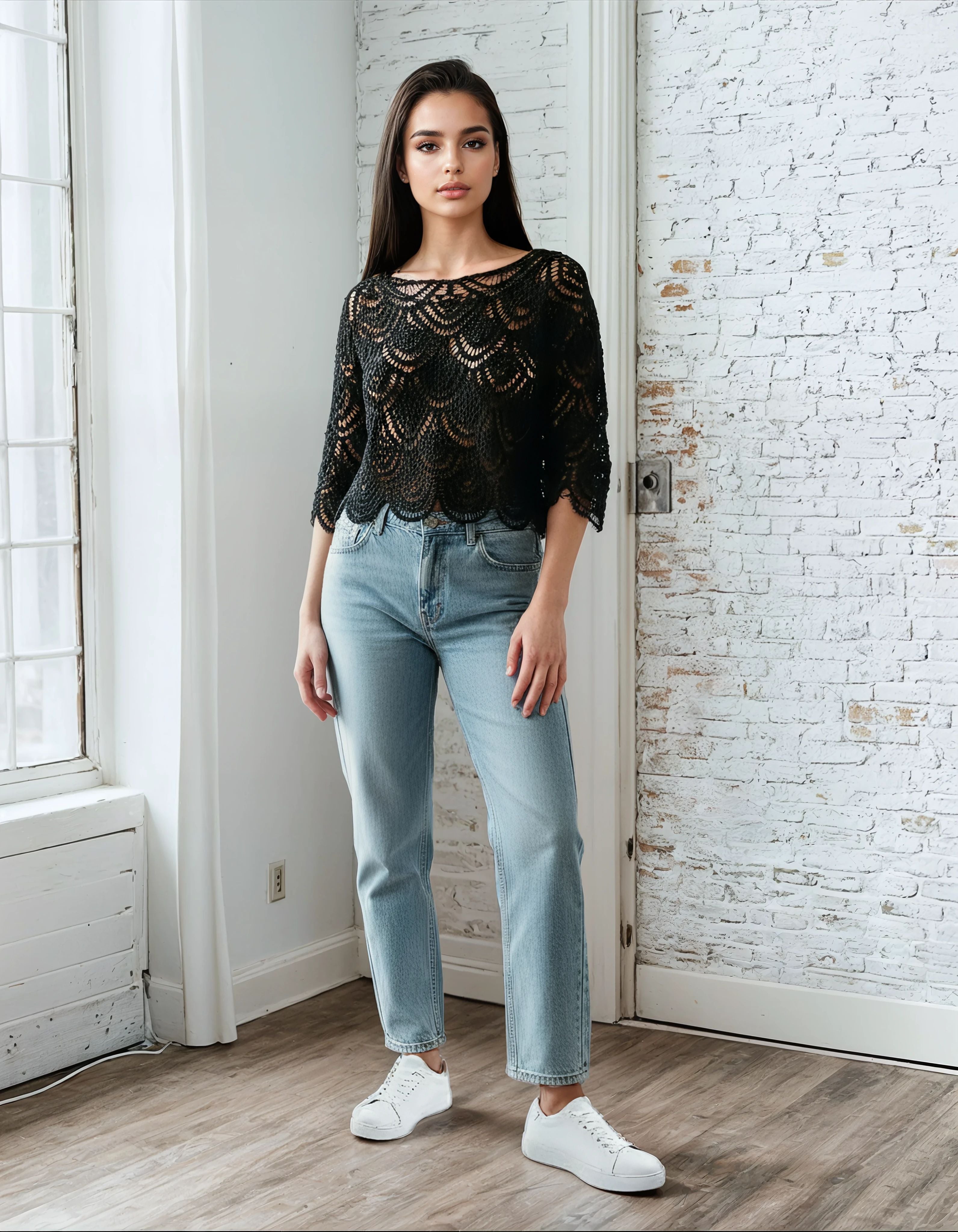 Unexpectedly You Midnight Petals Crochet Lace Top