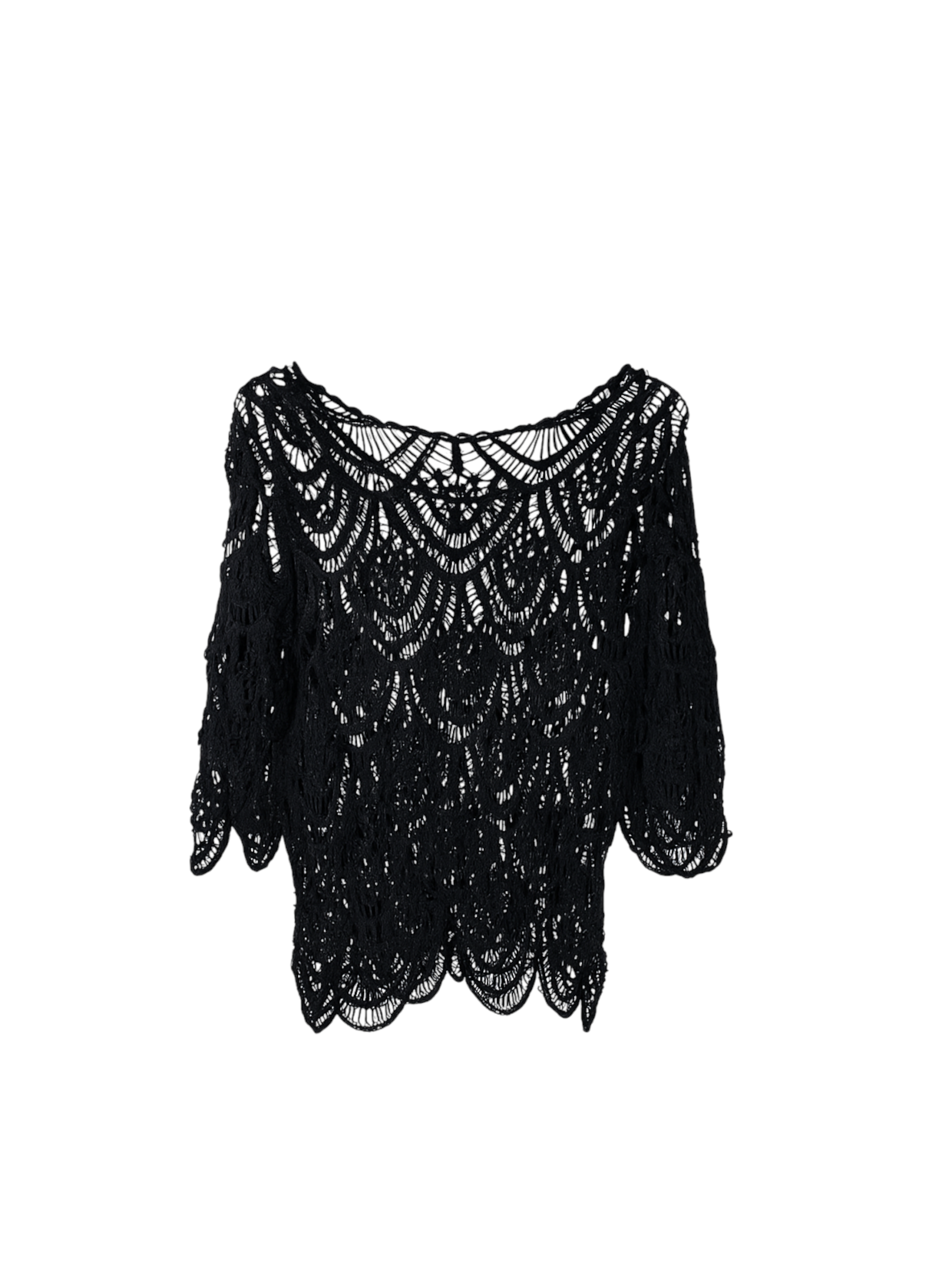 Unexpectedly You Midnight Petals Crochet Lace Top