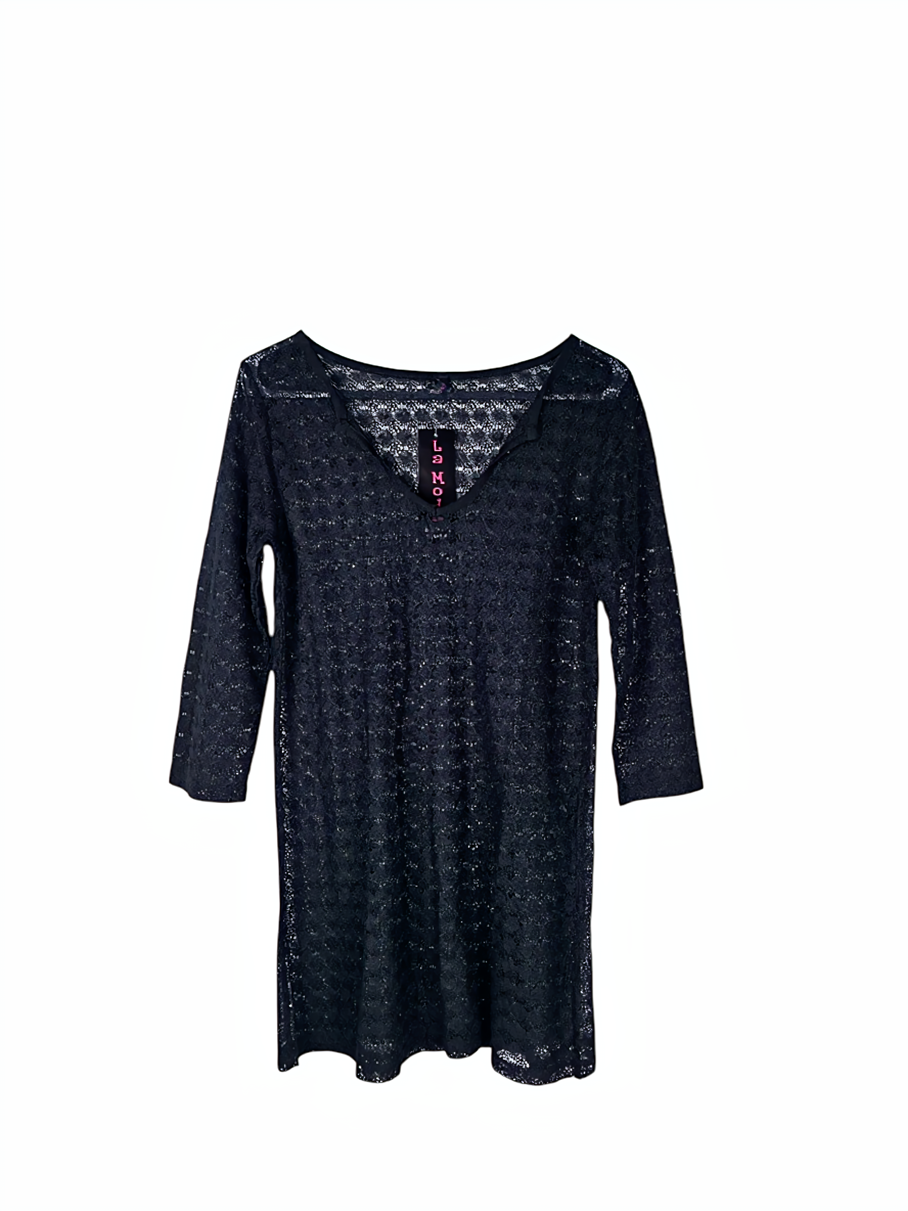 Unexpectedly You Midnight Lace Knit Long Sleeve Tunic