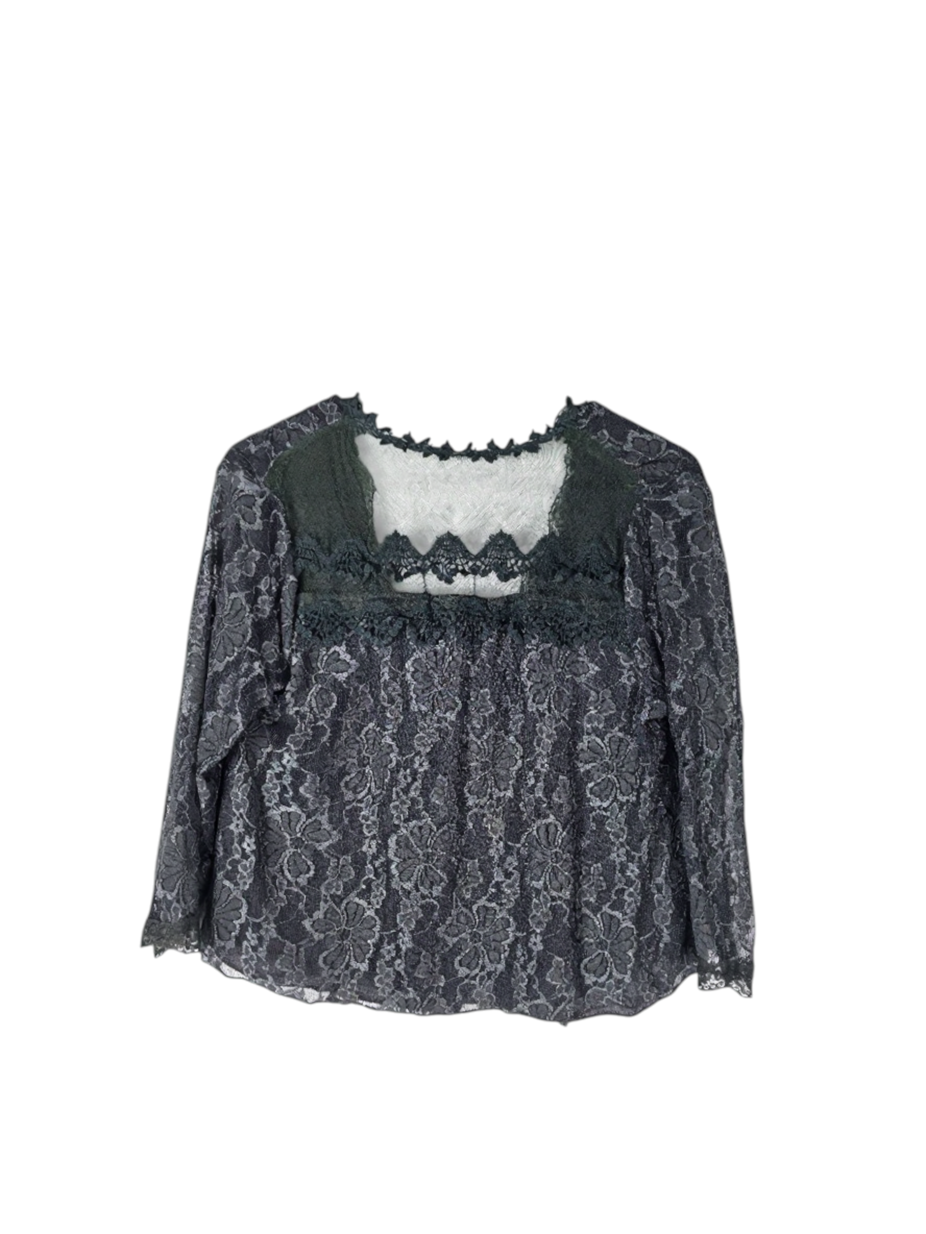 Unexpectedly You Smoky Grey Lace Open-Front Cardigan
