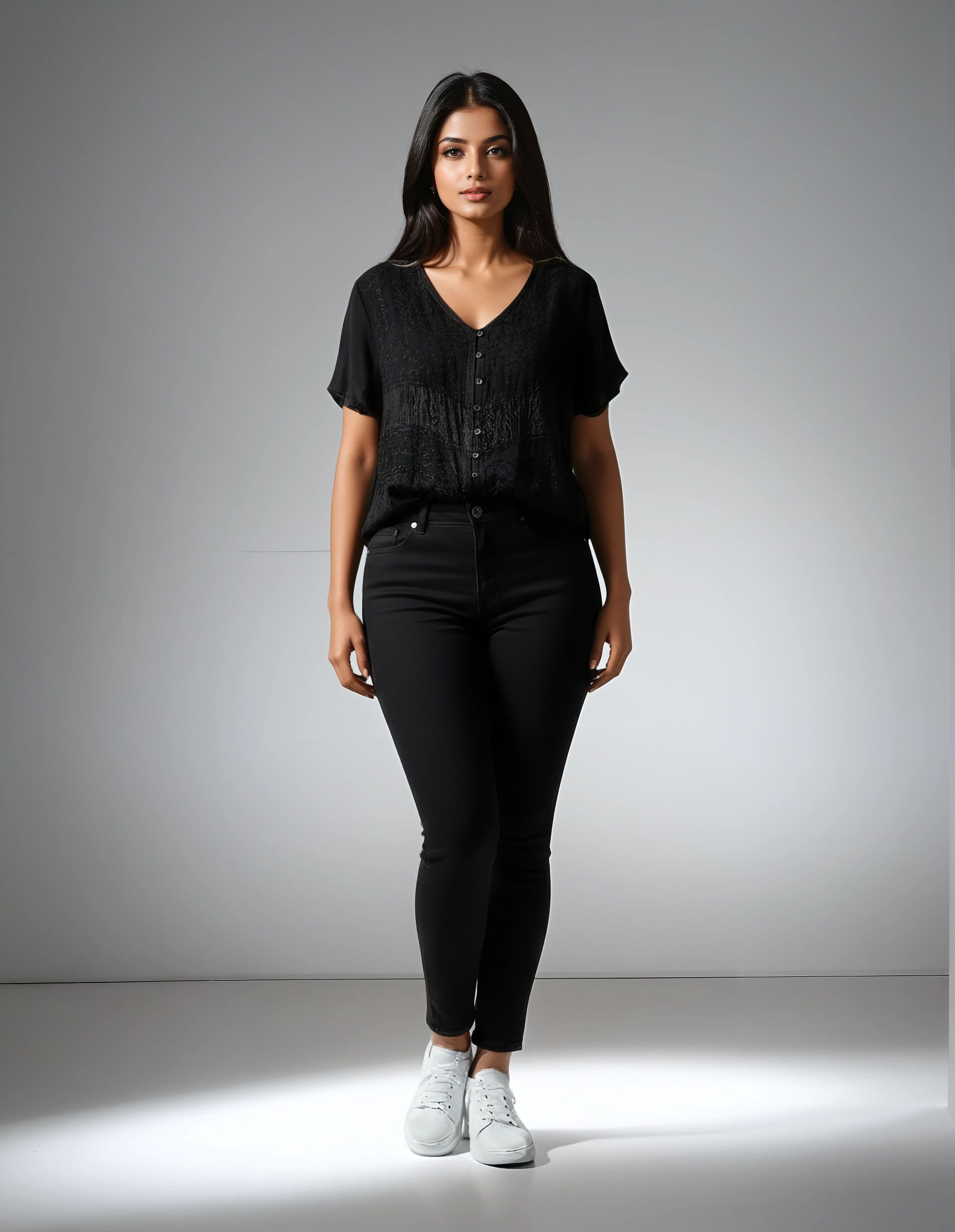 Unexpectedly You Noir Textured Elegance Button-Down Top