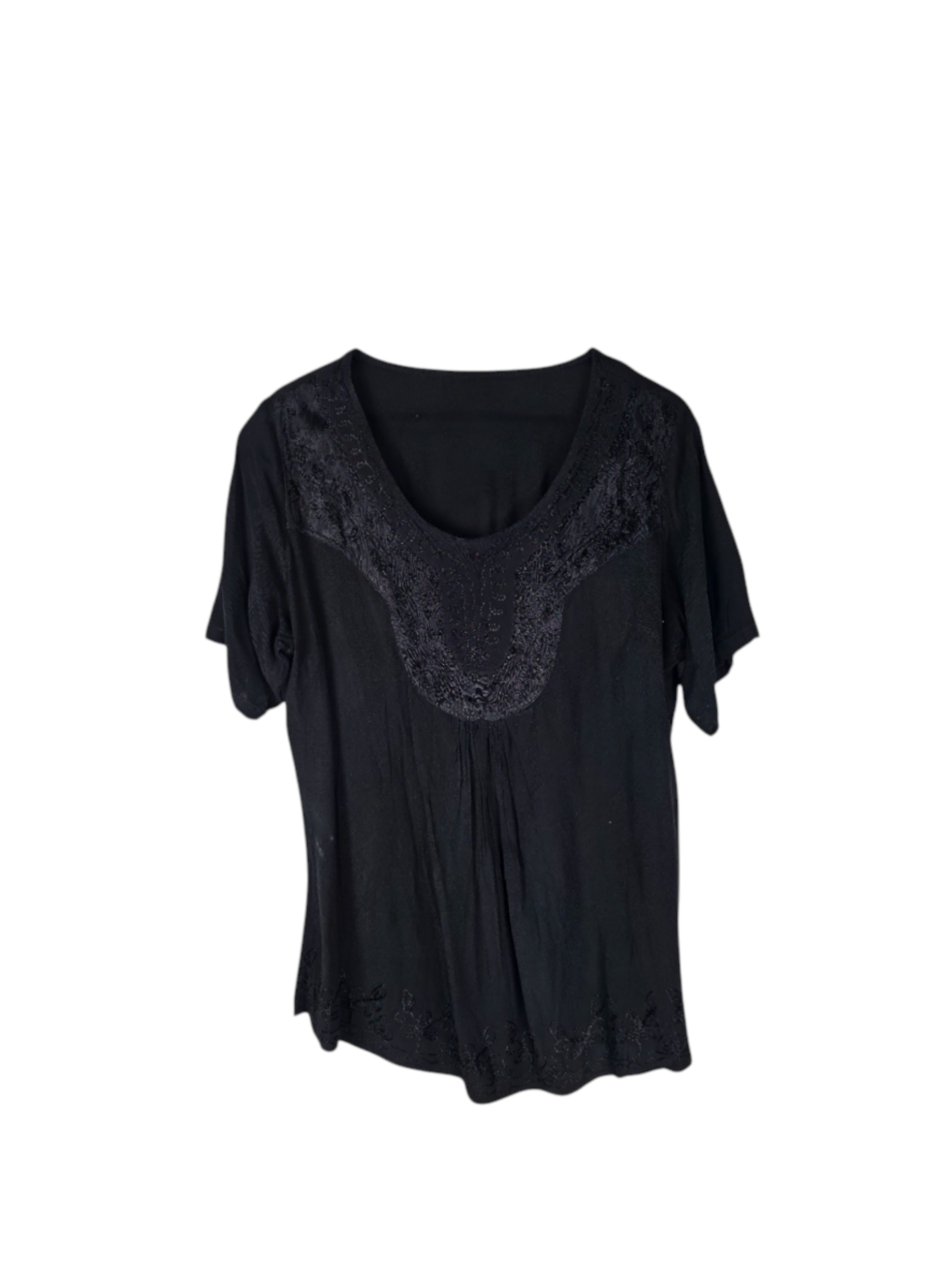 Unexpectedly You Midnight Whisper Embroidered Soft Rayon Top