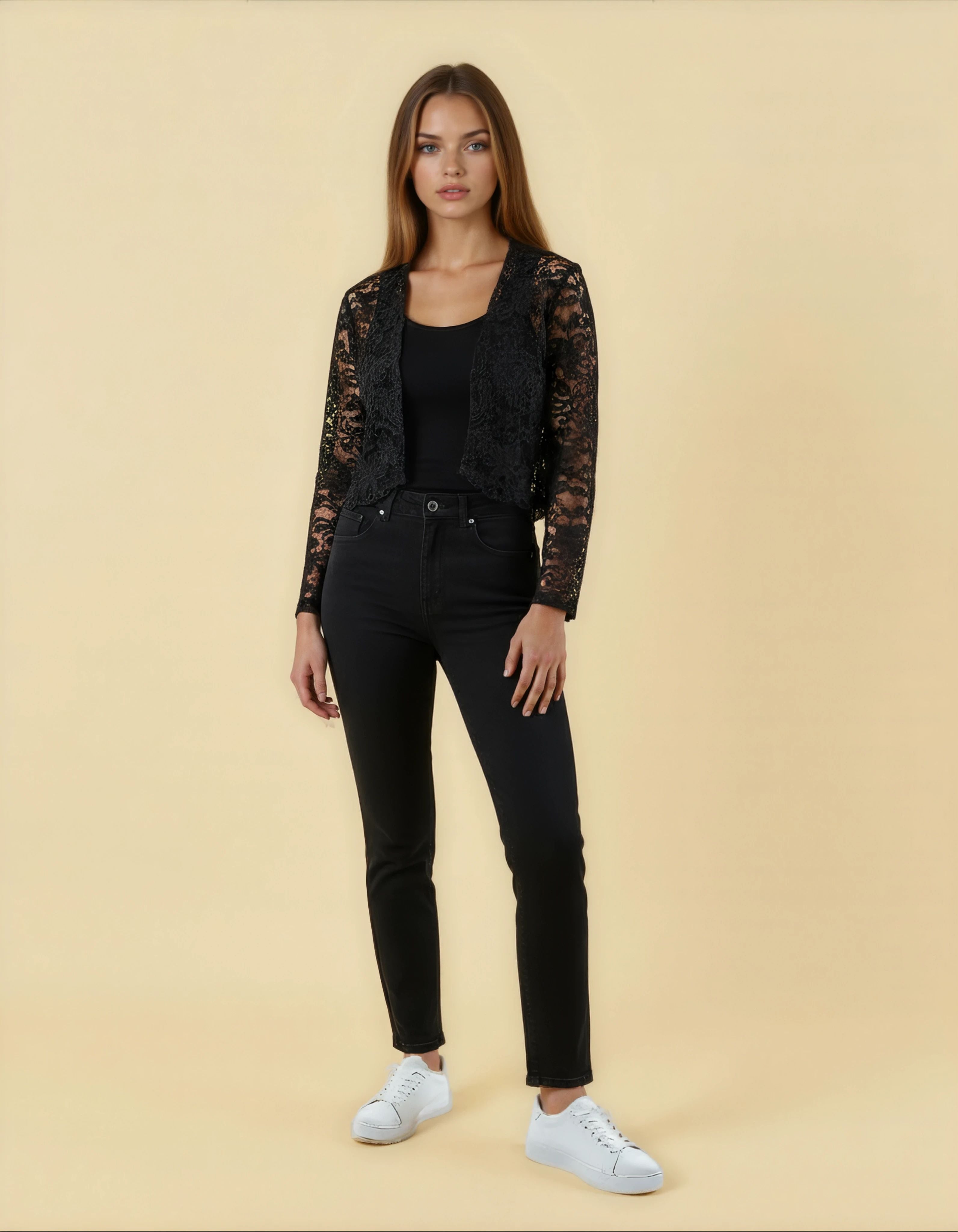 Unexpectedly You Noir Lace Illusion Shrug