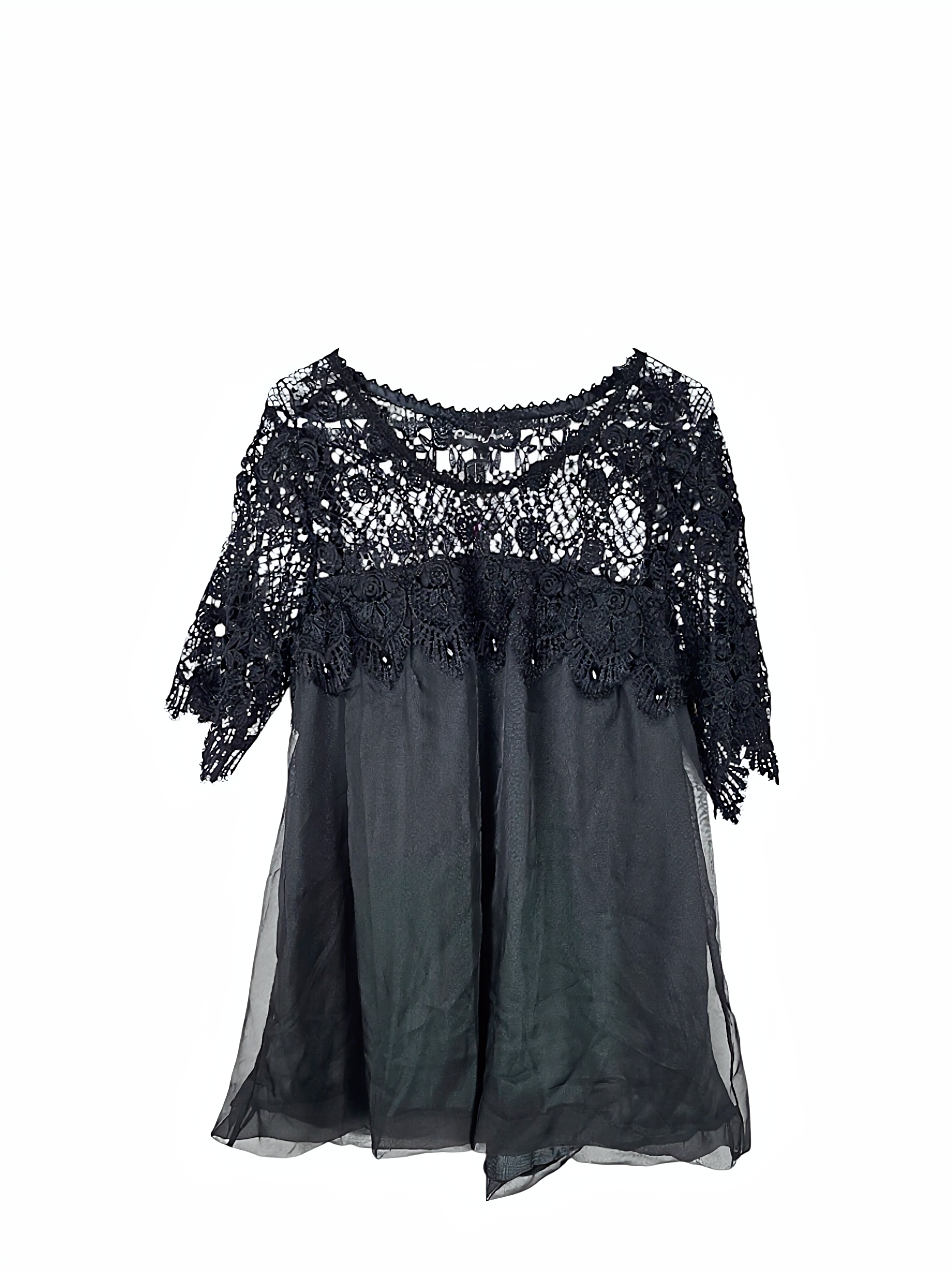 Unexpectedly You Midnight Grace Lace Chiffon Tunic