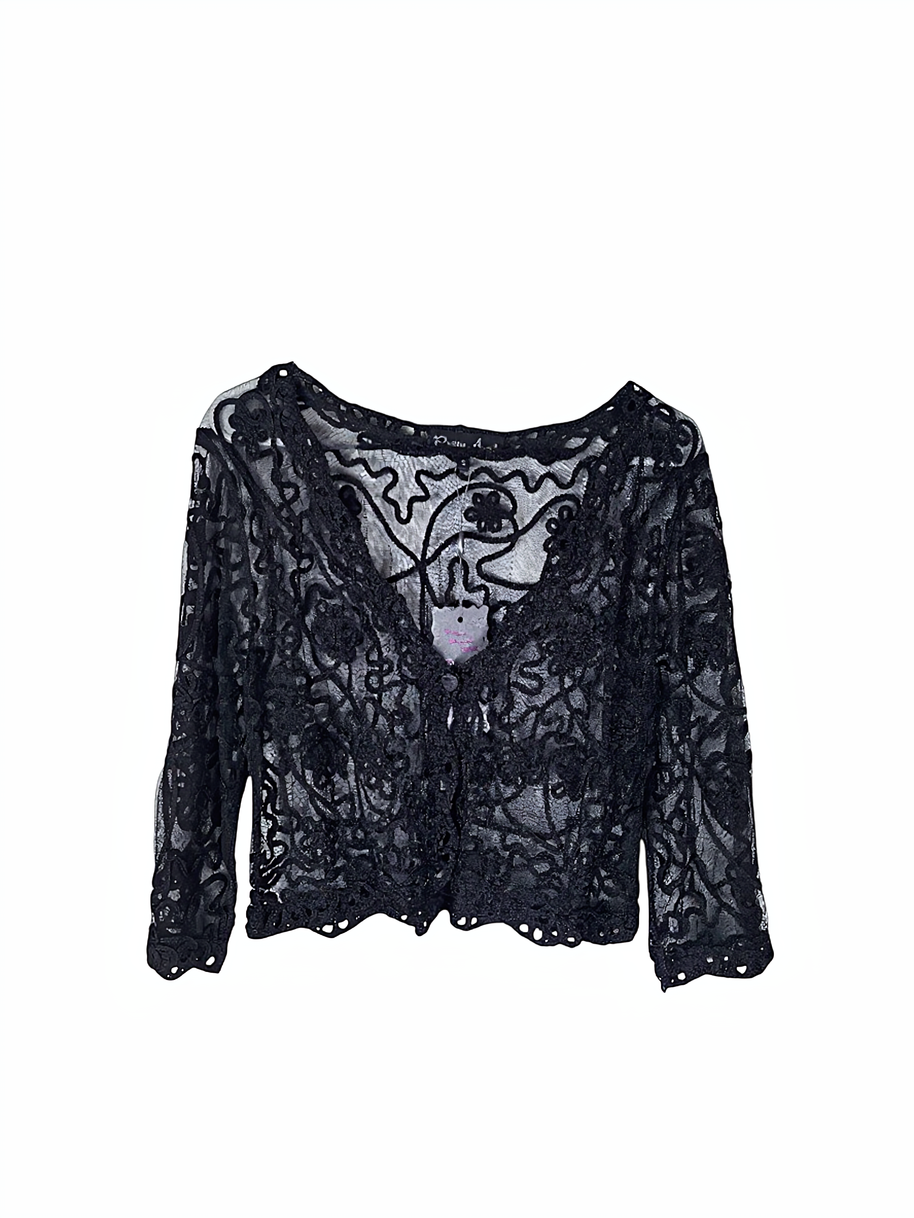 Unexpectedly You Midnight Lace Charm Cropped Cardigan Top