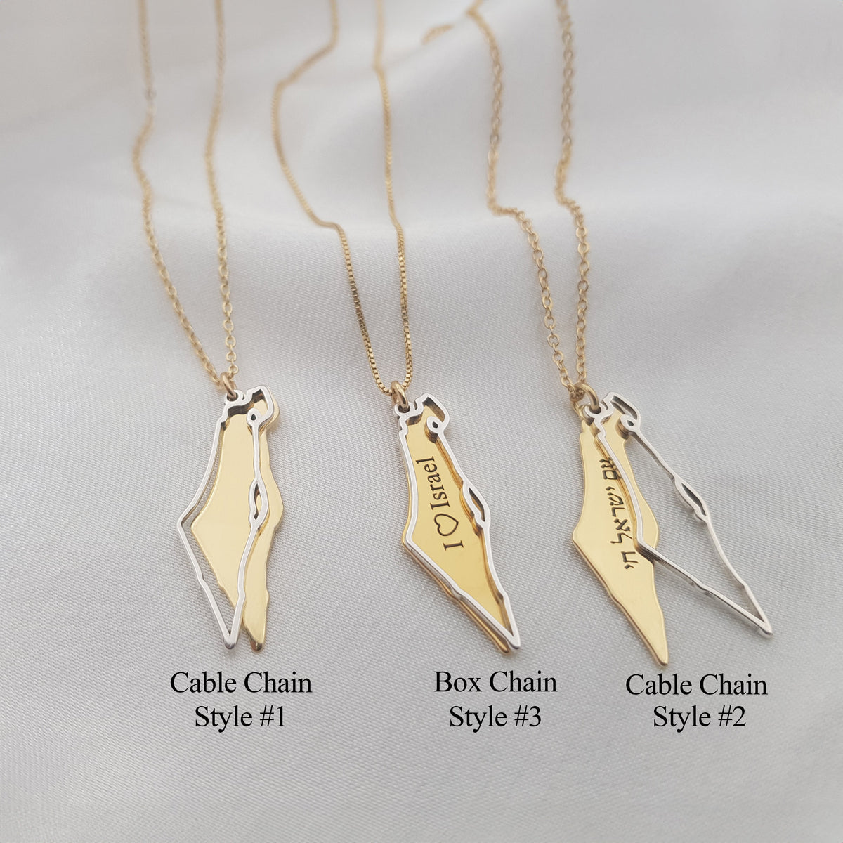 2 Layers Israel Map Necklace