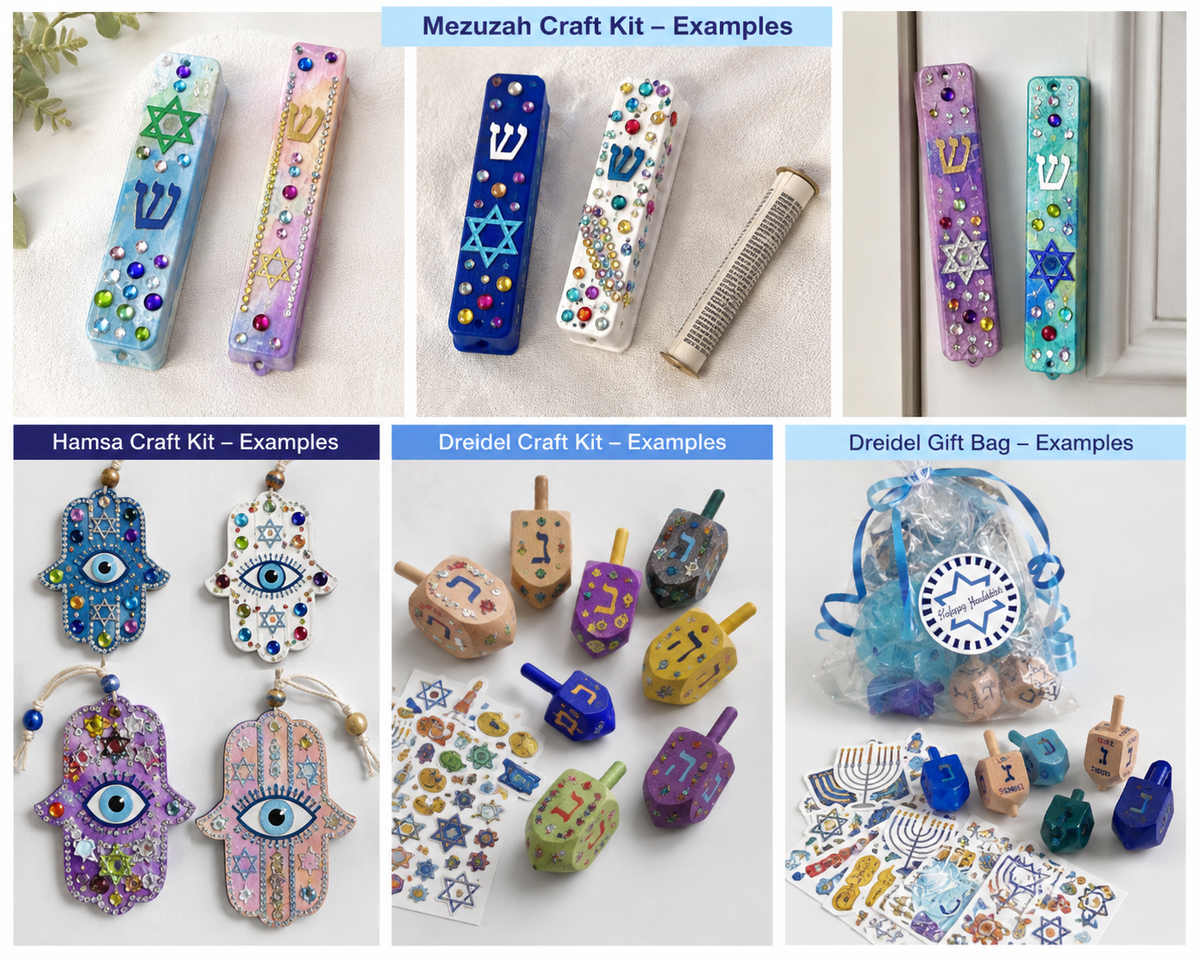 Jewish Craft Kits- Hamsa, Mezuzah & Dreidel