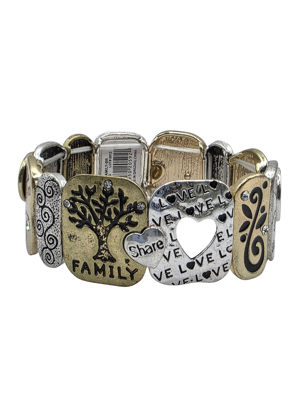 Mixed Metal Inspirational Stretch Bracelet – Link Charm Bracelet - Unexpectedly You