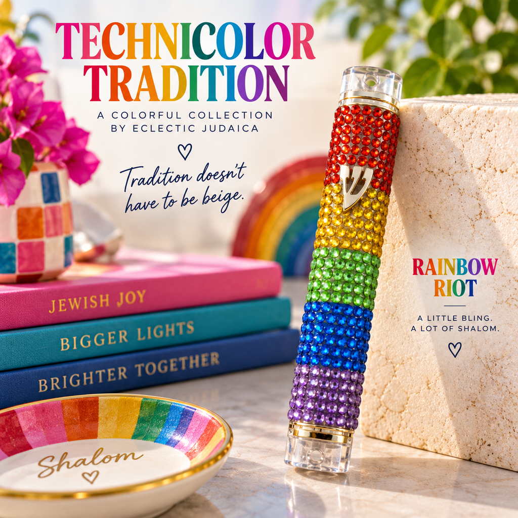 Rainbow Riot Rhinestone Mezuzah Case