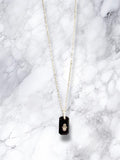 Black Onyx and CZ hamsa pendant sterling silver necklace