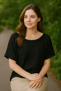Unexpectedly You Midnight Shimmer Loose Knit Top