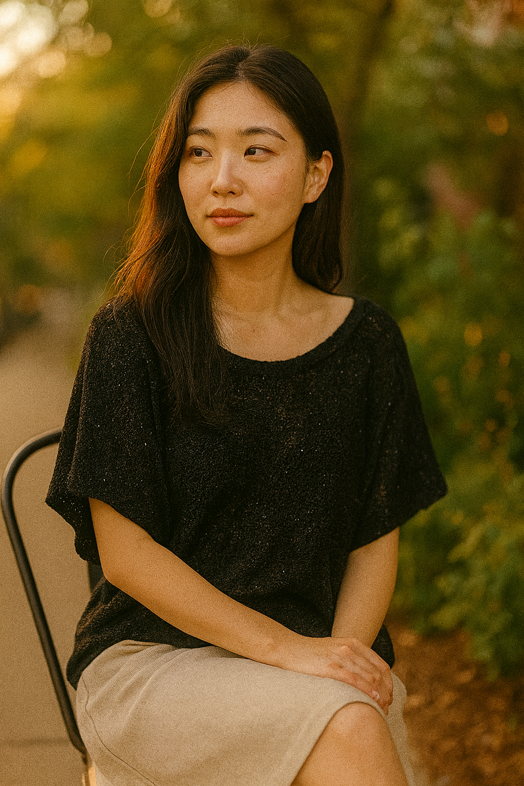 Unexpectedly You Midnight Shimmer Loose Knit Top