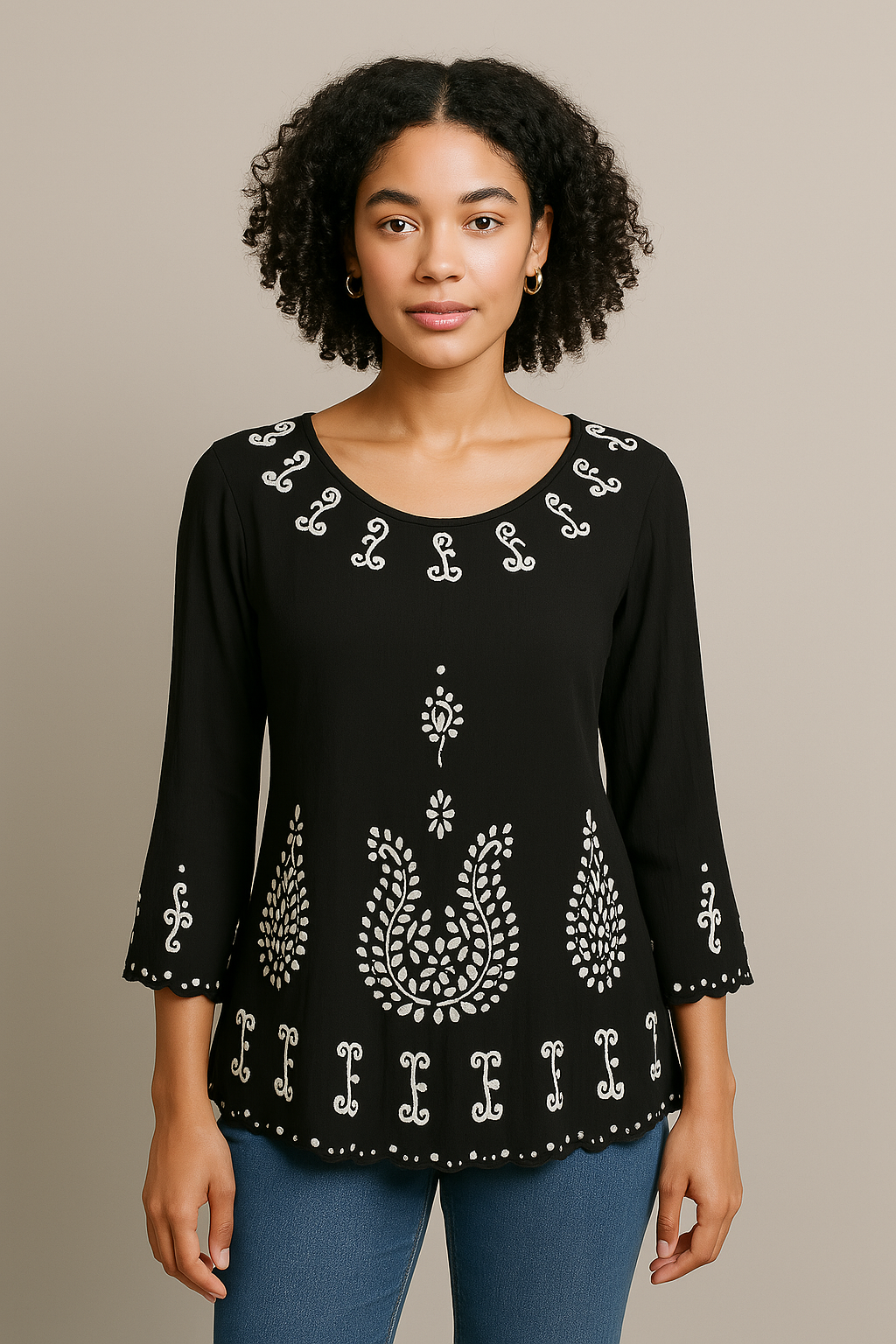 Unexpectedly You Black Embroidered Tunic Top - Unexpectedly You