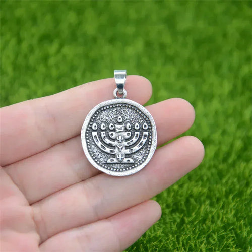 Menorah Pendant Necklace – Jewish Hanukkah Faith Jewelry – product image 2