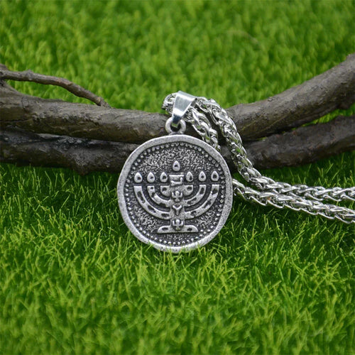 Menorah Pendant Necklace – Jewish Hanukkah Faith Jewelry – product image 1