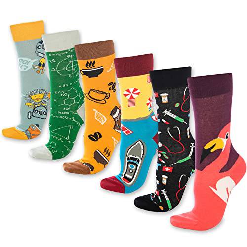Fun Crew Socks for Men and Women – Colorful Cotton Novelty 6-Pack – product image 1