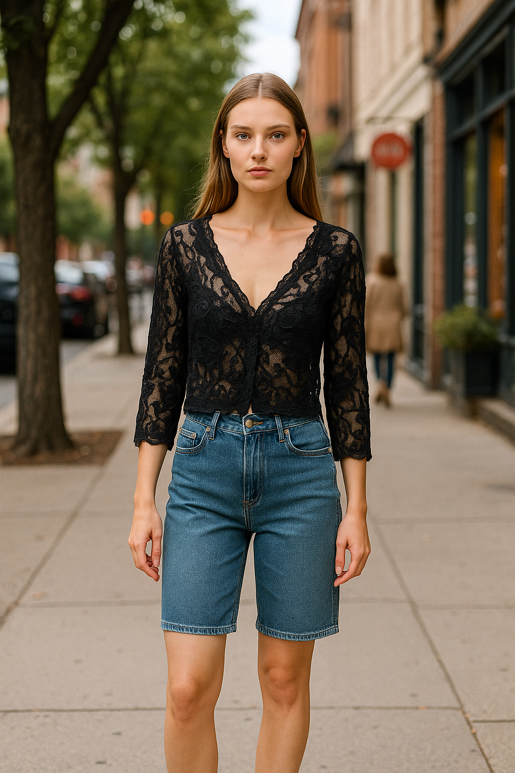 Unexpectedly You Midnight Lace Charm Cropped Cardigan Top
