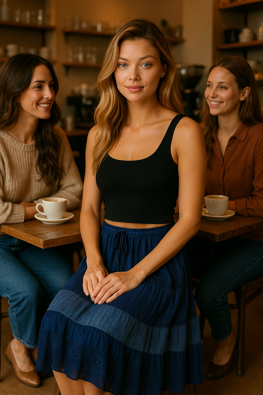 Unexpectedly You Ocean Whisper Tiered Boho Skirt