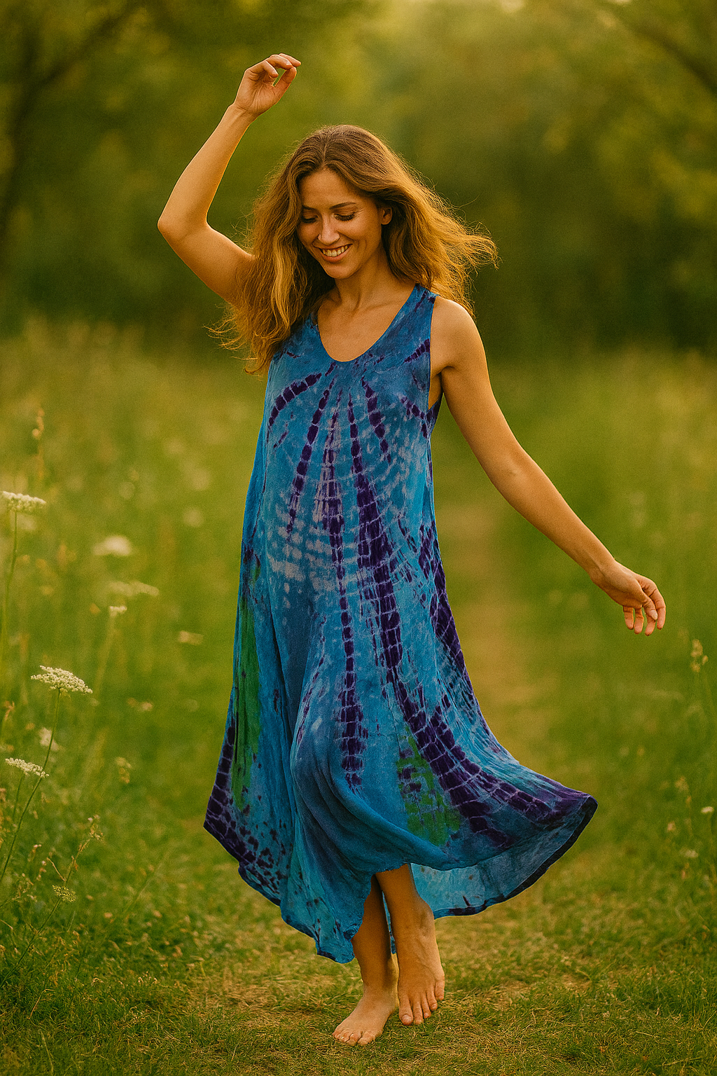 Unexpectedly You Ocean Mist – Blue & Purple Tie-Dye Maxi Dress