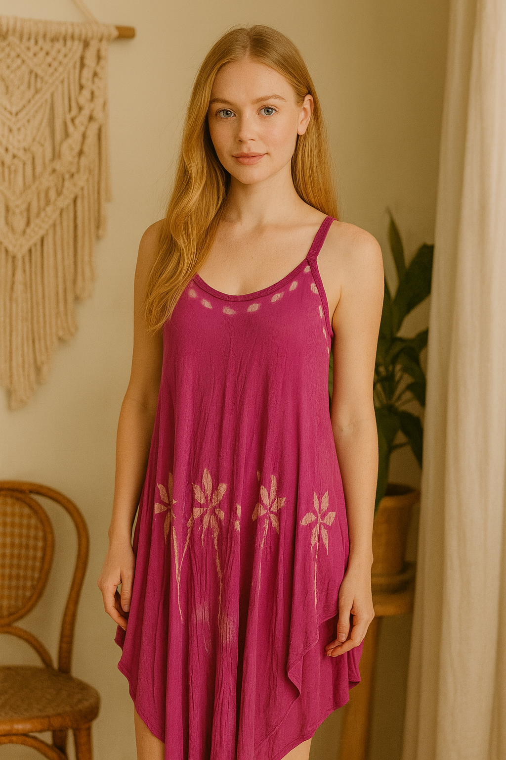 Unexpectedly You Orchid Drift – Fuchsia Hand-Painted Asymmetrical Dress