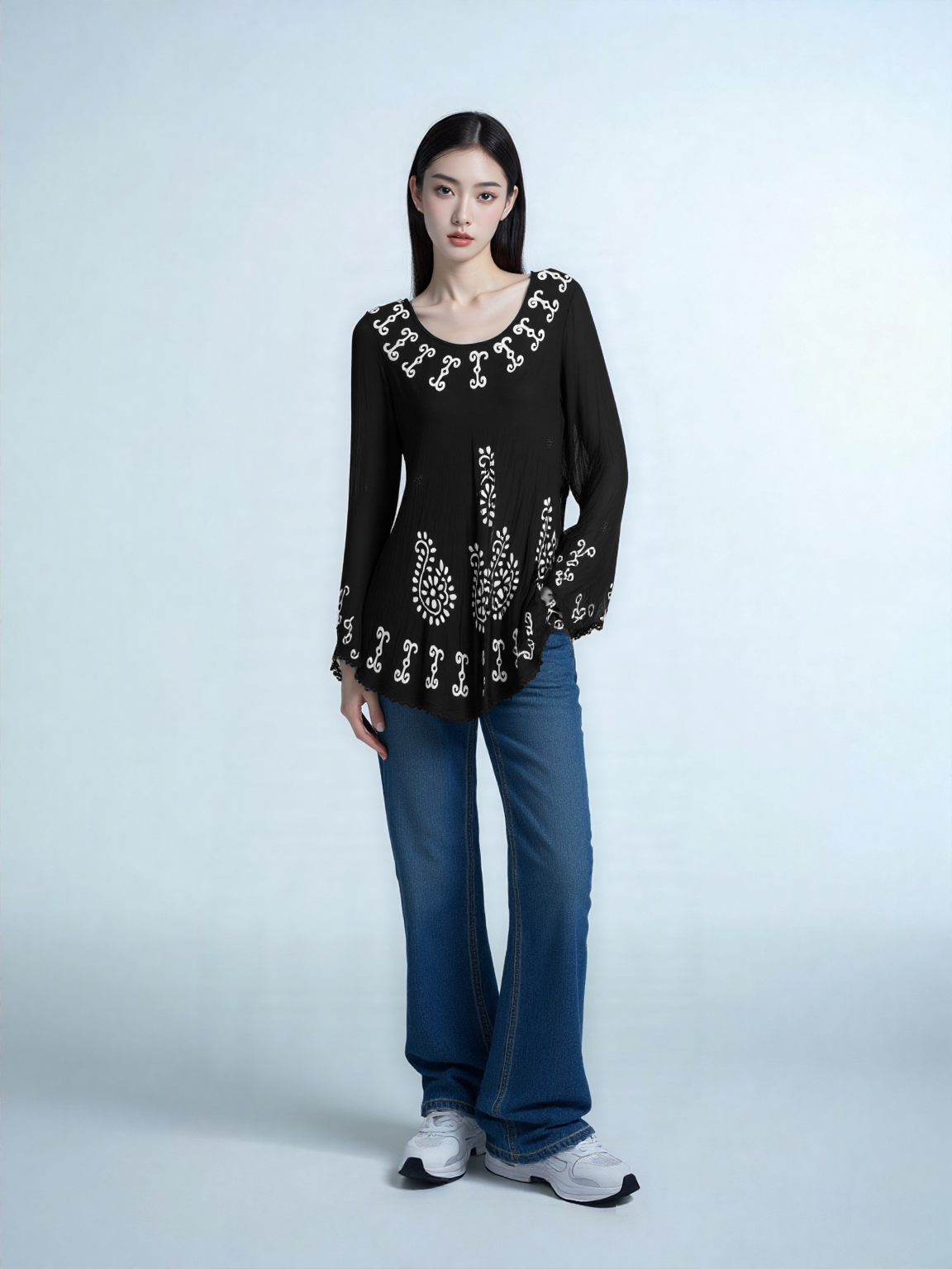 Unexpectedly You Black Embroidered Tunic Top - Unexpectedly You