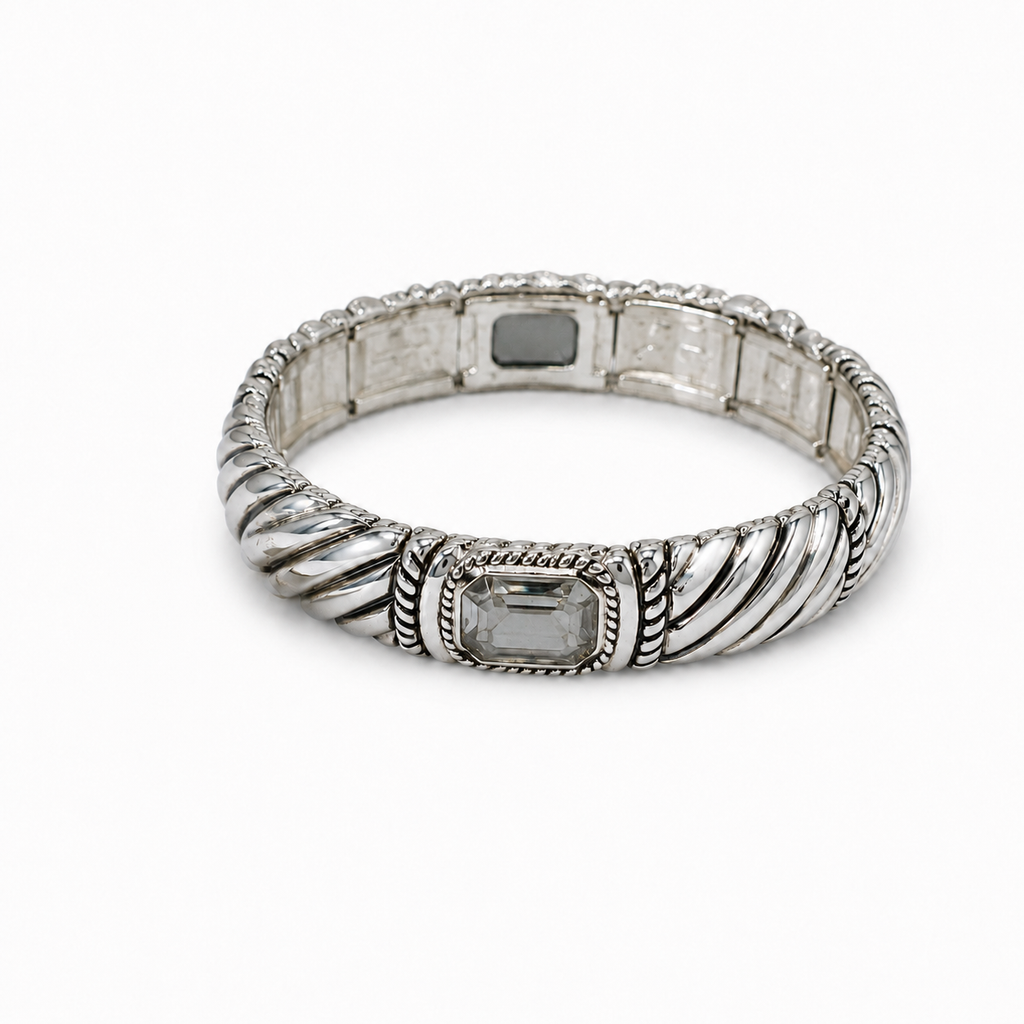 Silver Current silver-tone crystal stretch bracelet - product view