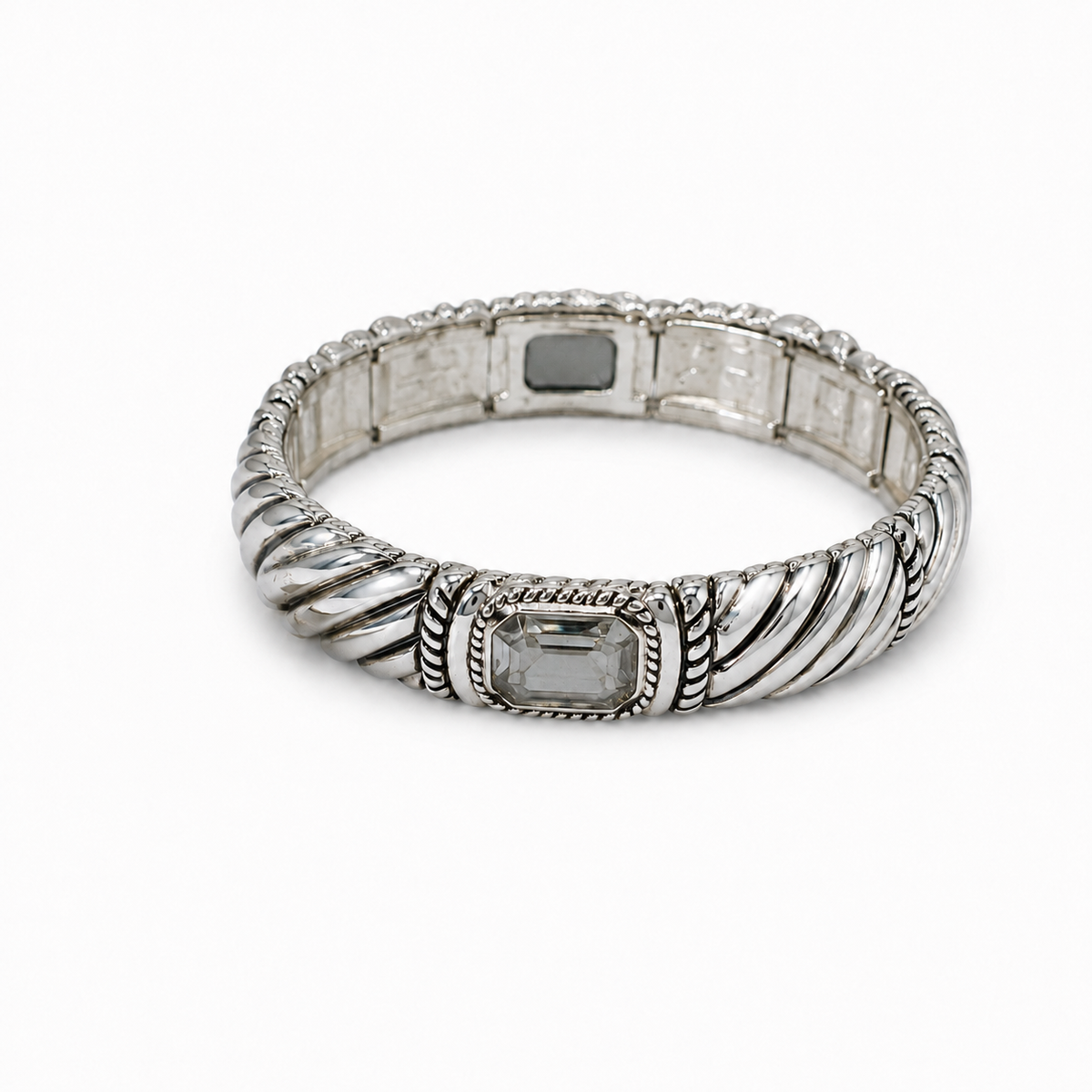 Silver Current silver-tone crystal stretch bracelet - product view
