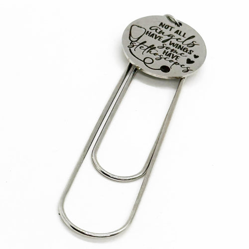 Not All Angels Have Wings Some Have Stethoscopes Charm Bookmark, Medical School Gifts, Nurse Gift, Doctor, Caregiver, Student Gift – product image 1