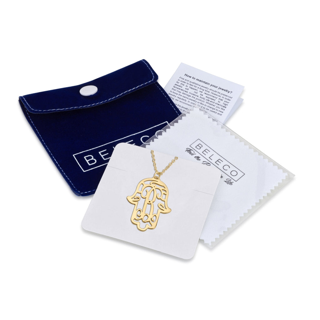 Initial Hamsa Monogram Necklace