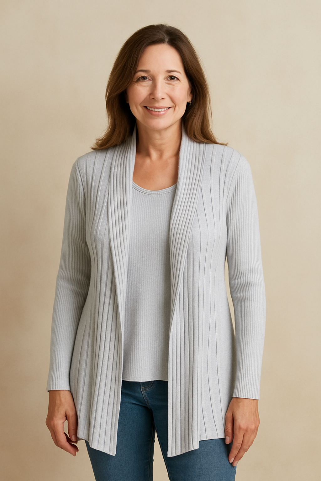 Unexpectedly You Cozy Cloud – Light Gray Ribbed Knit Cardigan