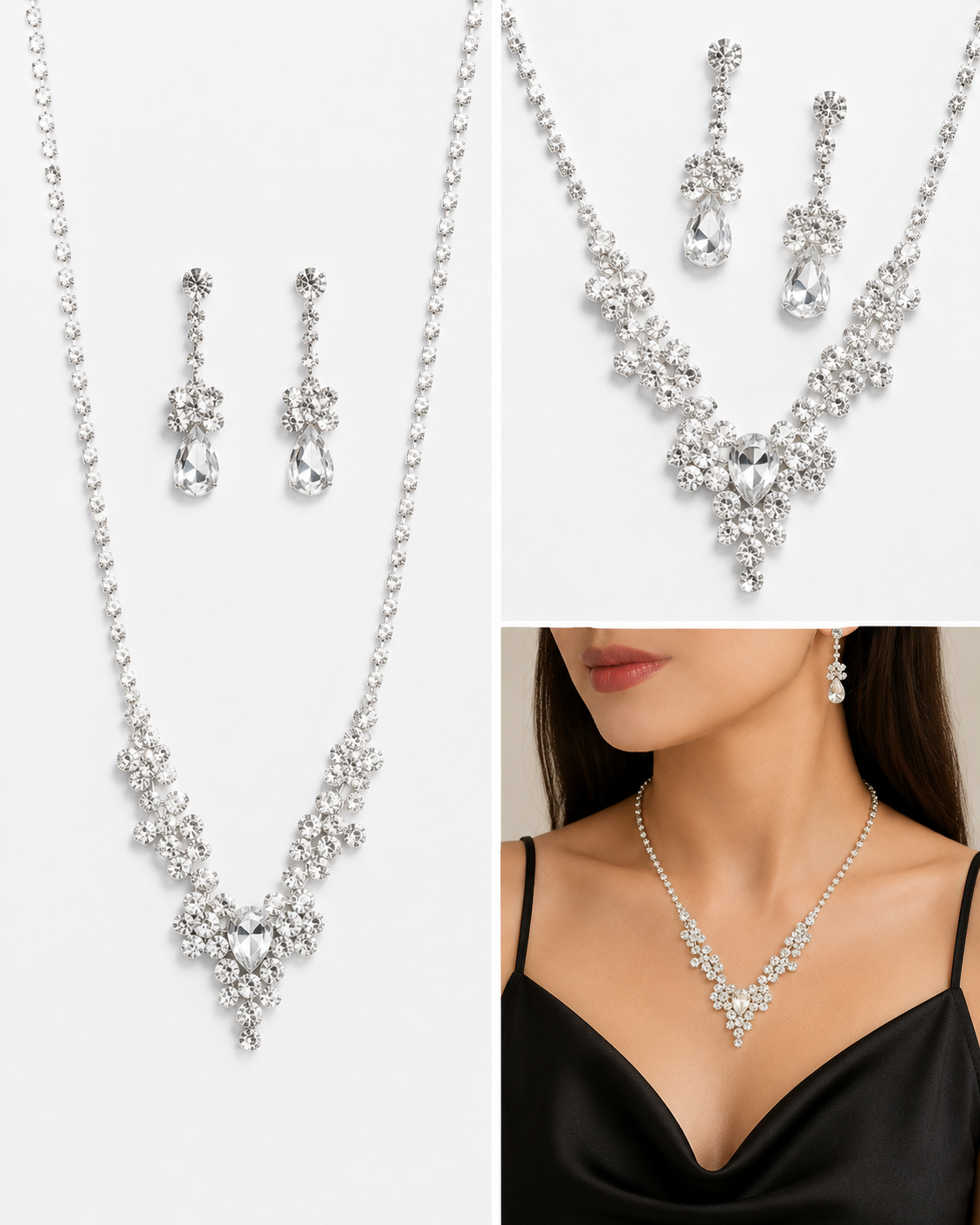 Pearl Garden floral pearl statement necklace styled on a woman