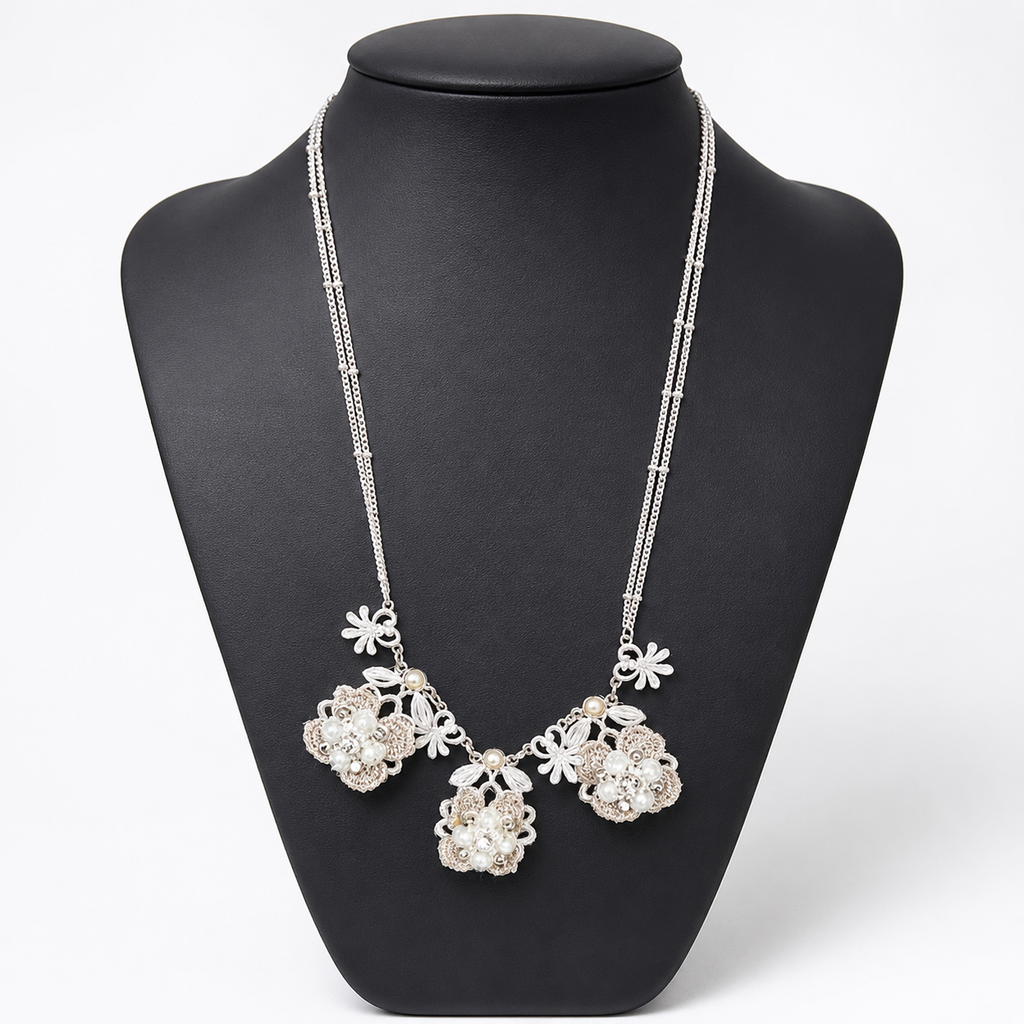 Crystal Cascade rhinestone necklace and matching drop earrings - product view
