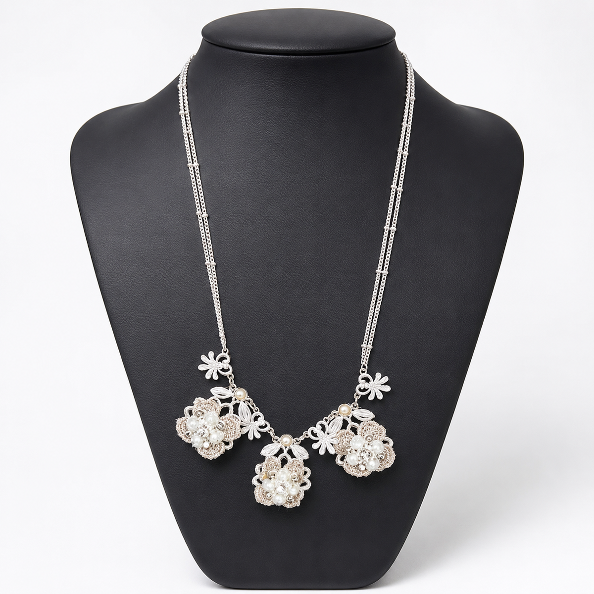 Crystal Cascade rhinestone necklace and matching drop earrings - product view